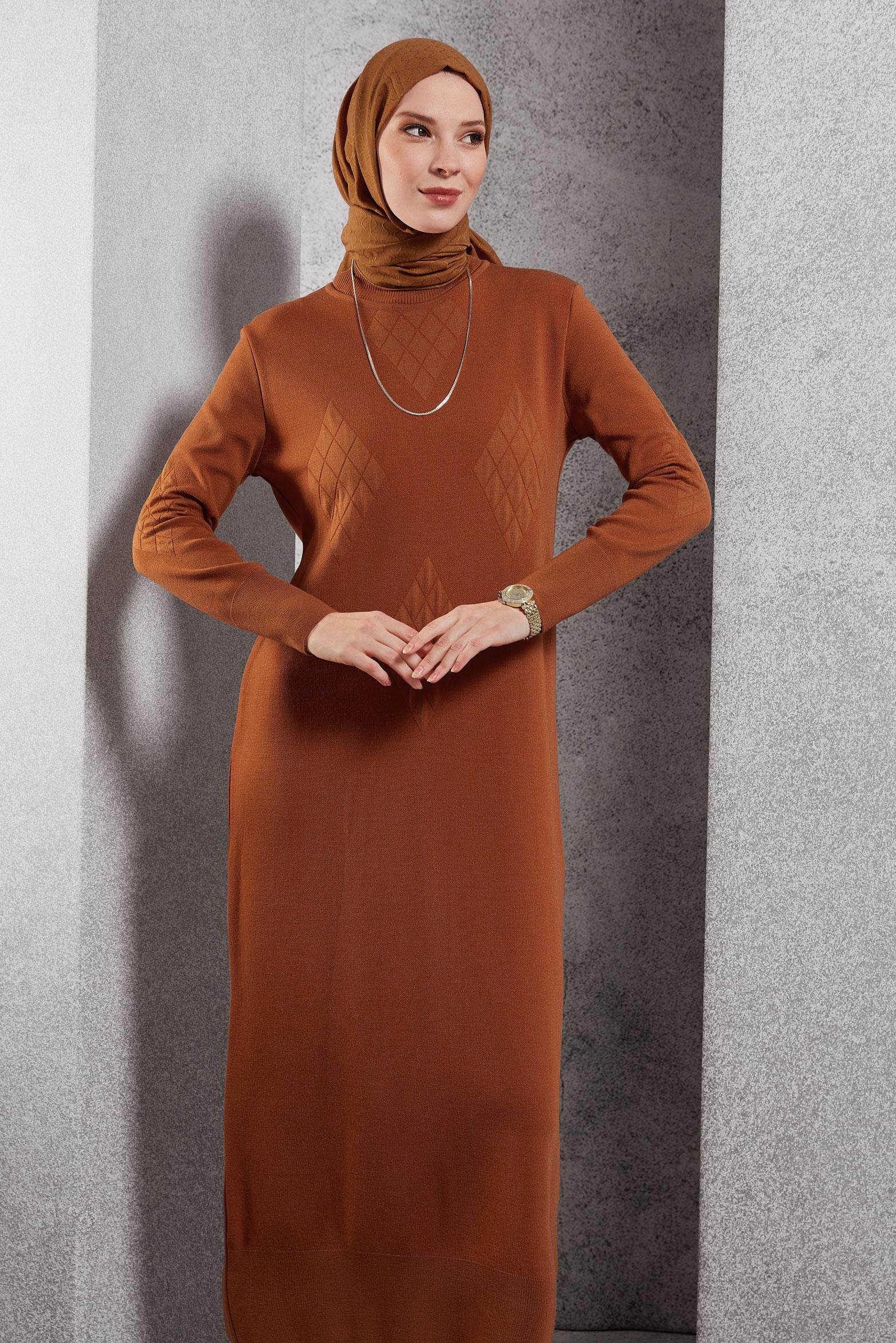 Vêtements hijab ORANGE ROBE EN TRICOT 44922