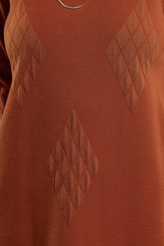 Vêtements hijab ORANGE ROBE EN TRICOT 44922 - ALVİNA