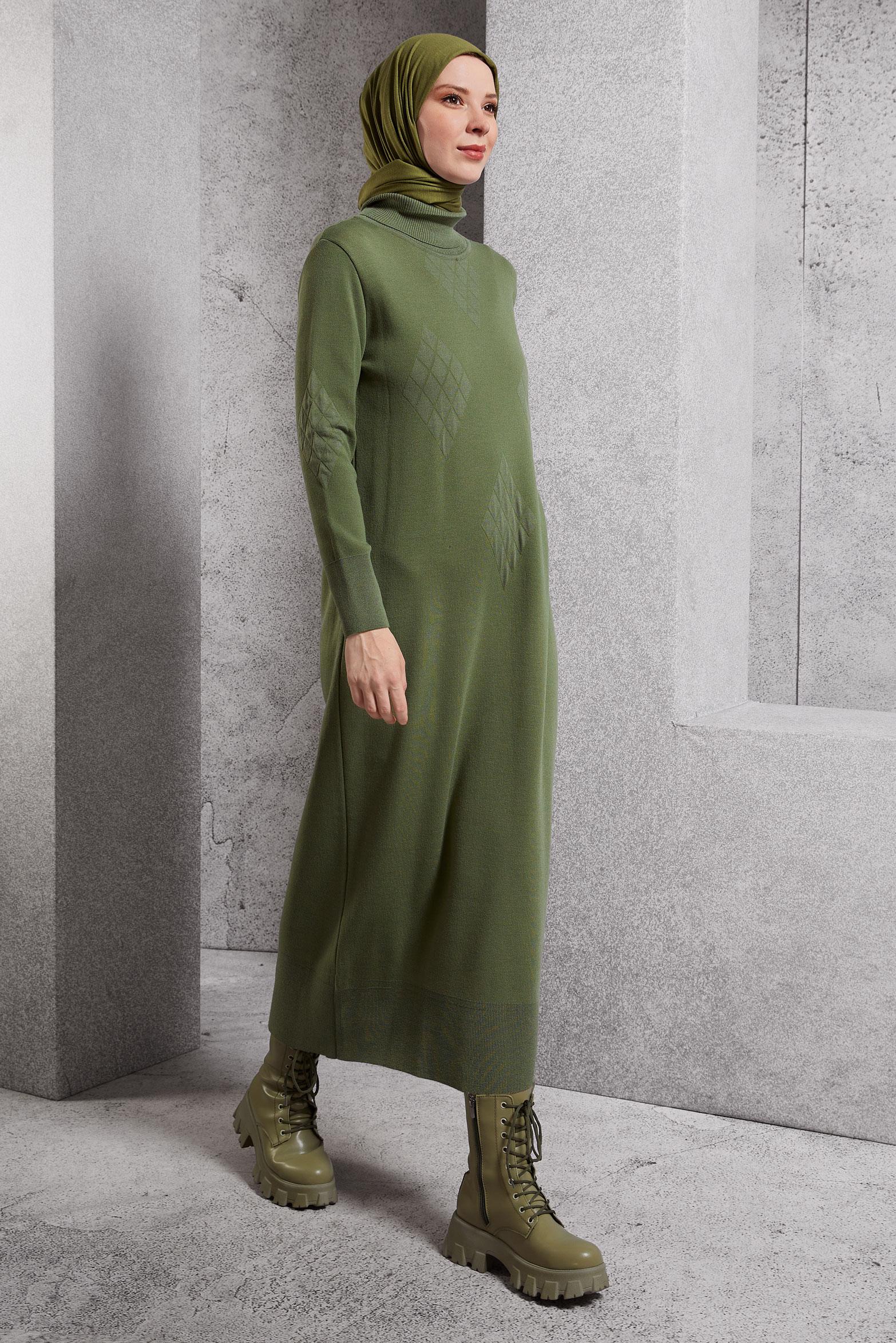 Vêtements hijab VERT ROBE EN TRICOT 44922