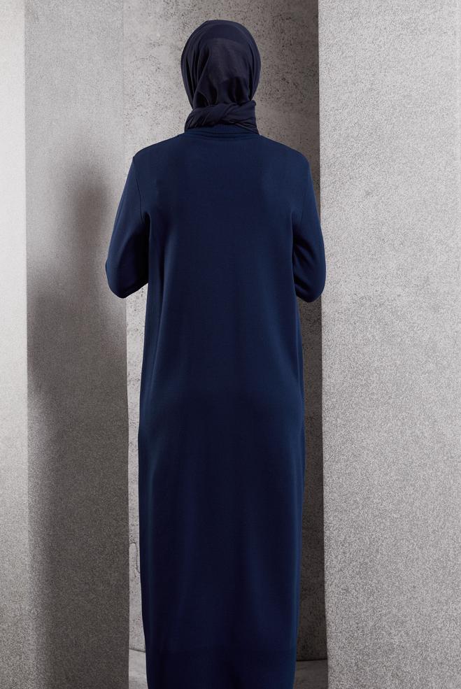 Vêtements hijab BLEU MARINE ROBE EN TRICOT 44922 - ALVİNA