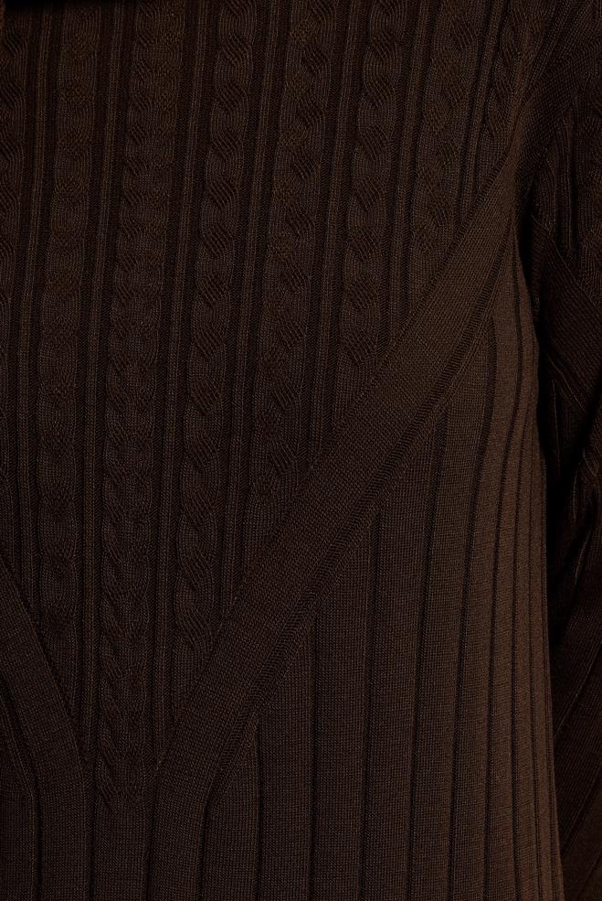 Vêtements hijab BRUN ROBE EN TRICOT À COL ROULÉ 44923 - ALVİNA