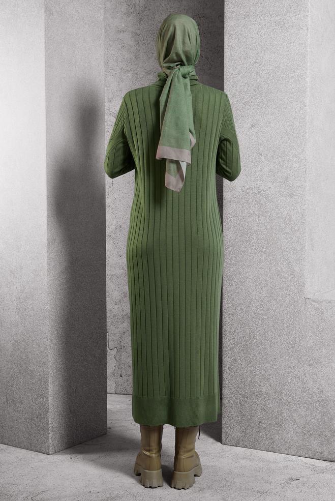 Hijab clothing BROWN TURTLENECK KNITWEAR DRESS 44923 - ALVİNA