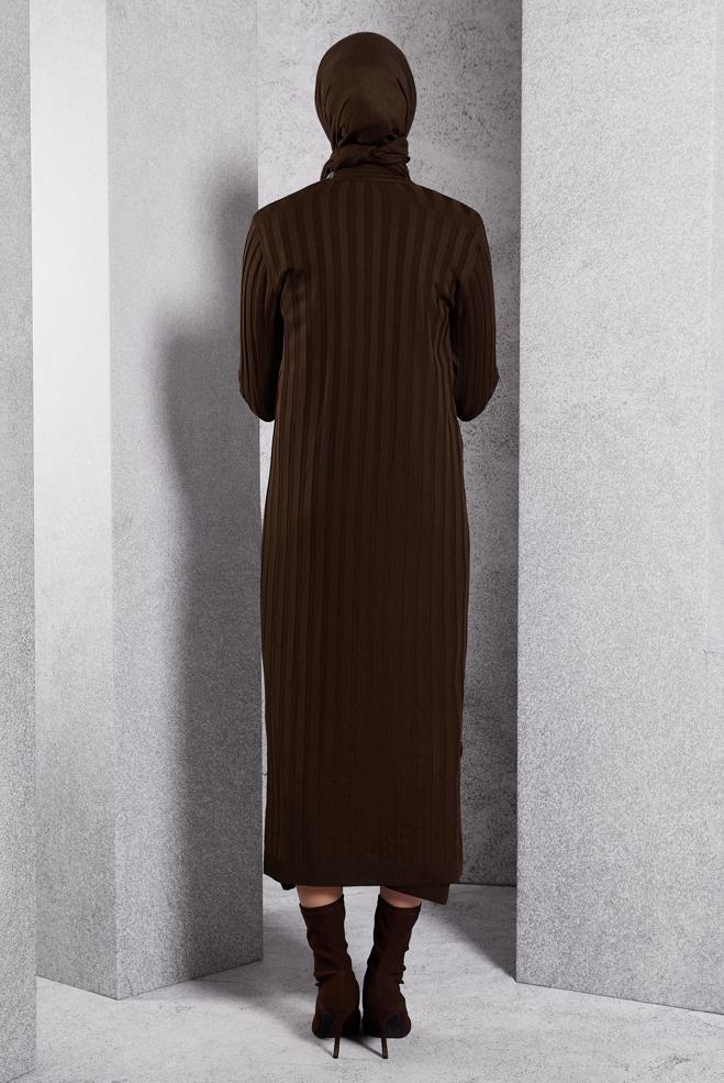 Vêtements hijab BRUN COSTUME EN TRICOT 44963 - ALVİNA