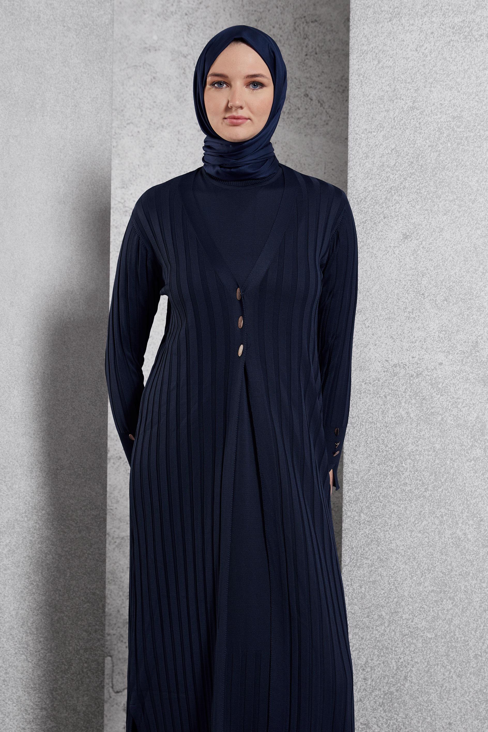 Vêtements hijab BLEU MARINE COSTUME EN TRICOT 44963