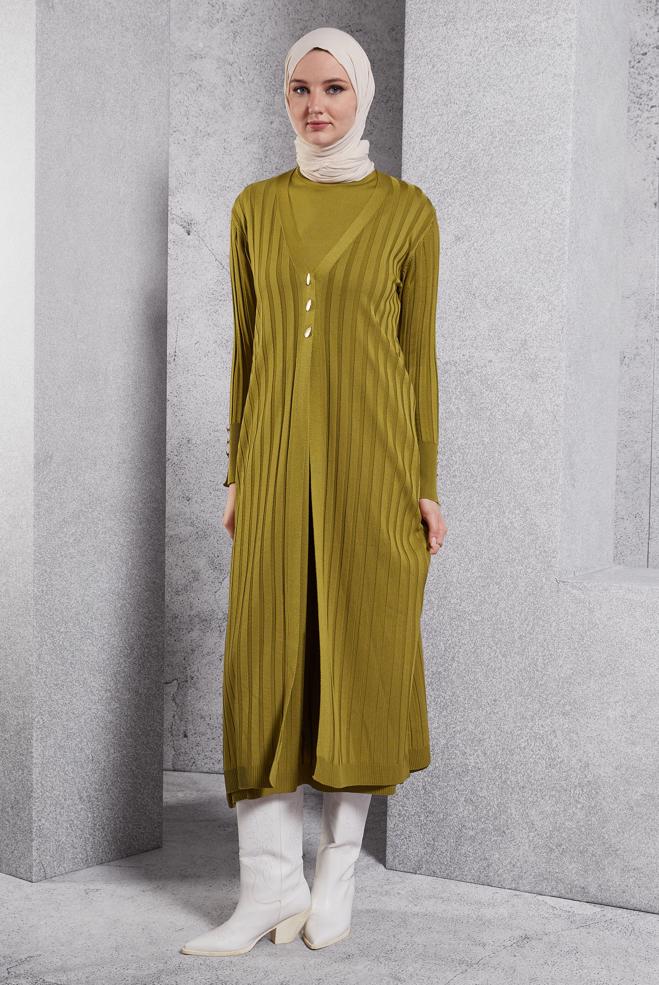 Vêtements hijab VERT COSTUME EN TRICOT 44963 - ALVİNA