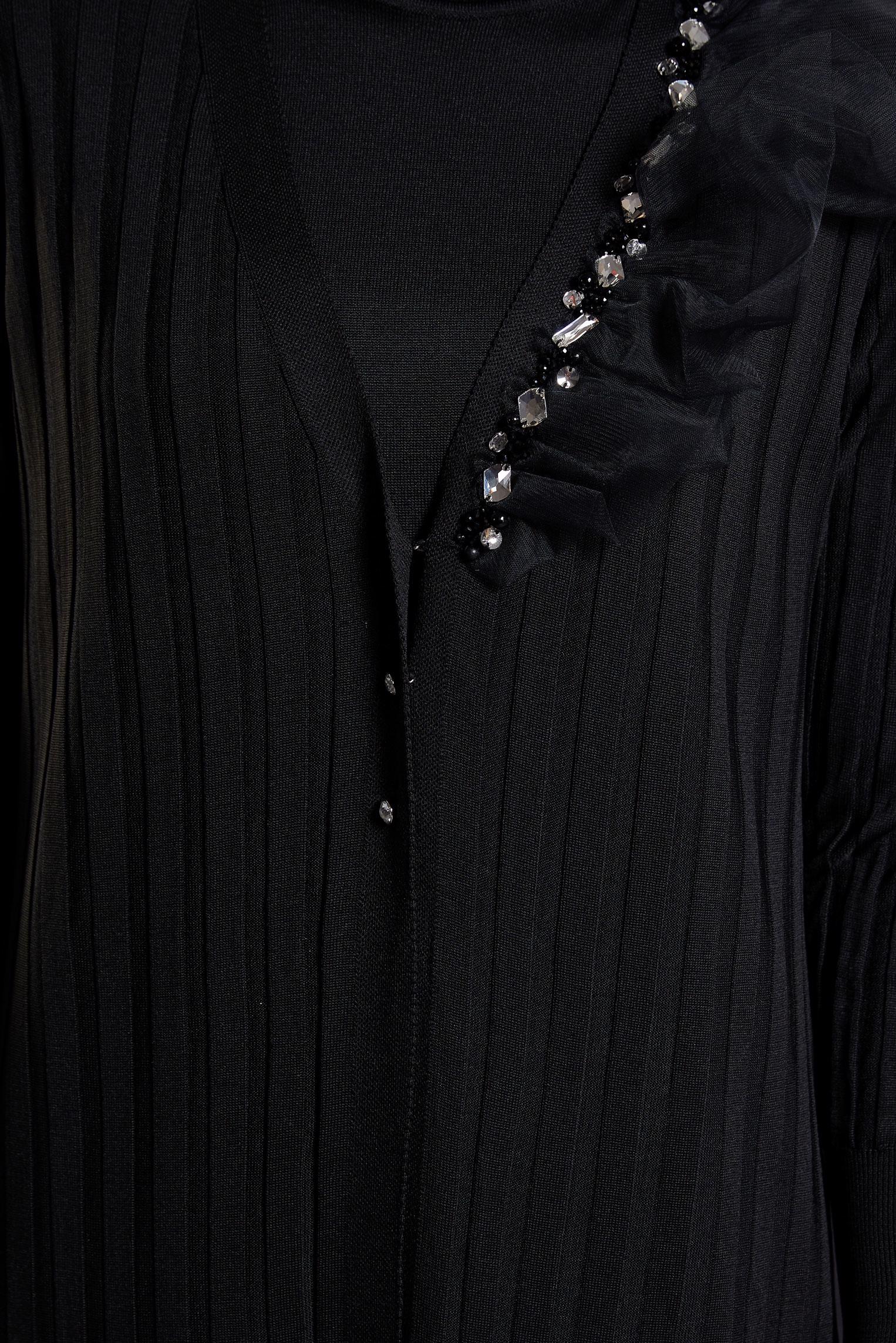 Tesettür giyim SİYAH TRİKO ELBİSE 44964