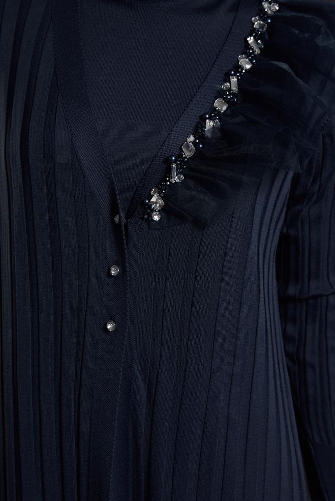 Hijab clothing NAVY BLUE KNITWEAR DRESS 44964 - ALVİNA