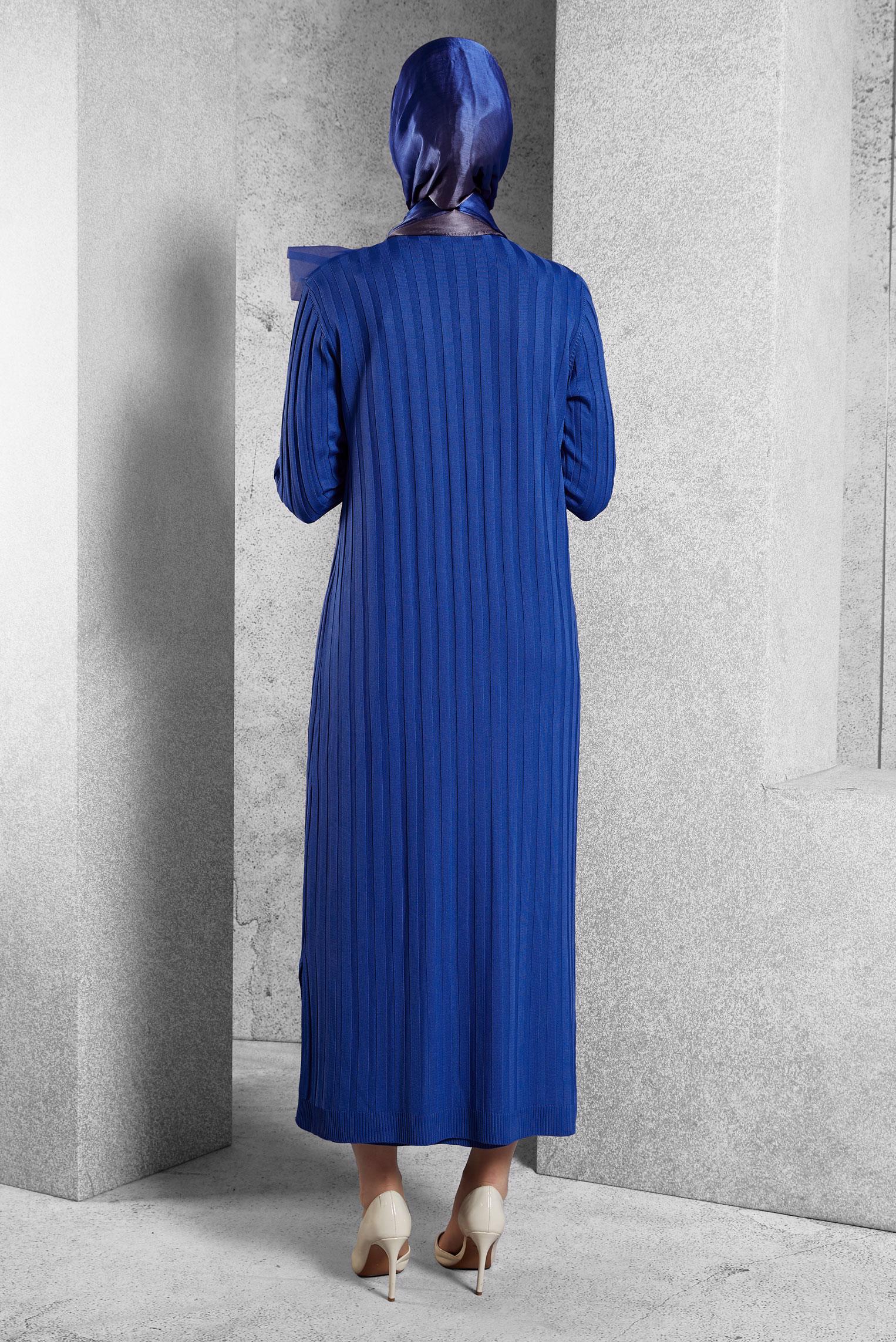 Tesettür giyim LACİVERT TRİKO ELBİSE 44964