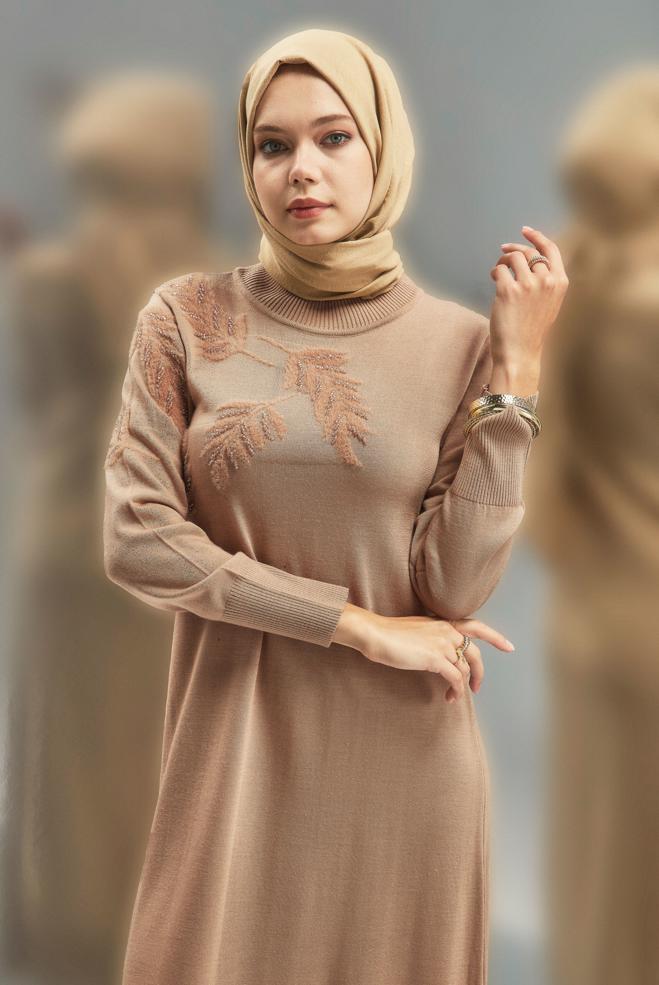 Vêtements hijab  ROBE EN TRICOT 44965 - ALVİNA