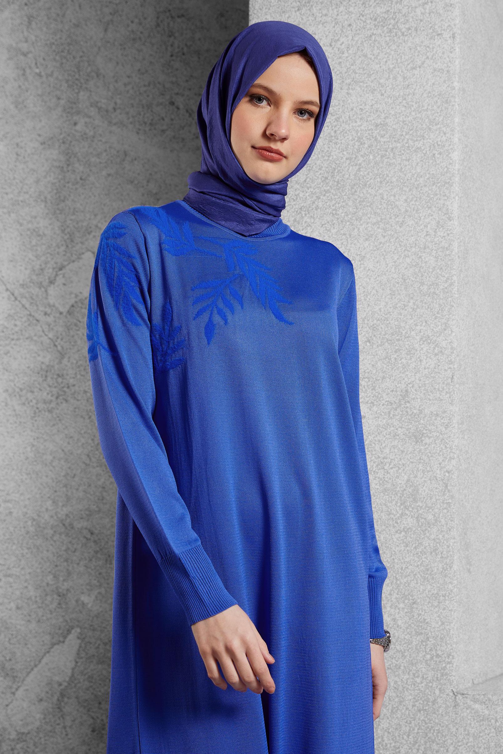 Tesettür giyim LACİVERT TRİKO ELBİSE 44965