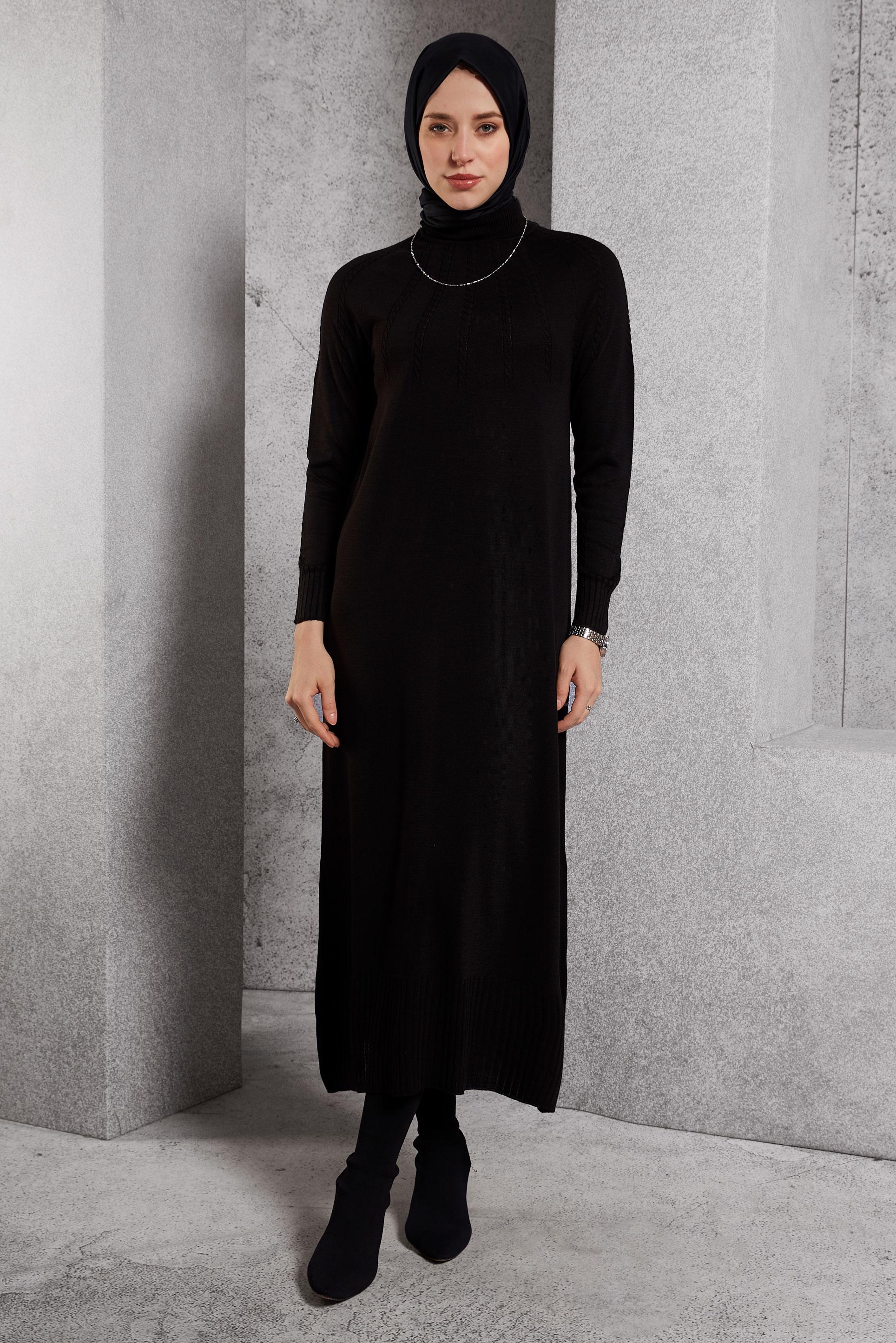 Vêtements hijab NOIR ROBE EN TRICOT 44968