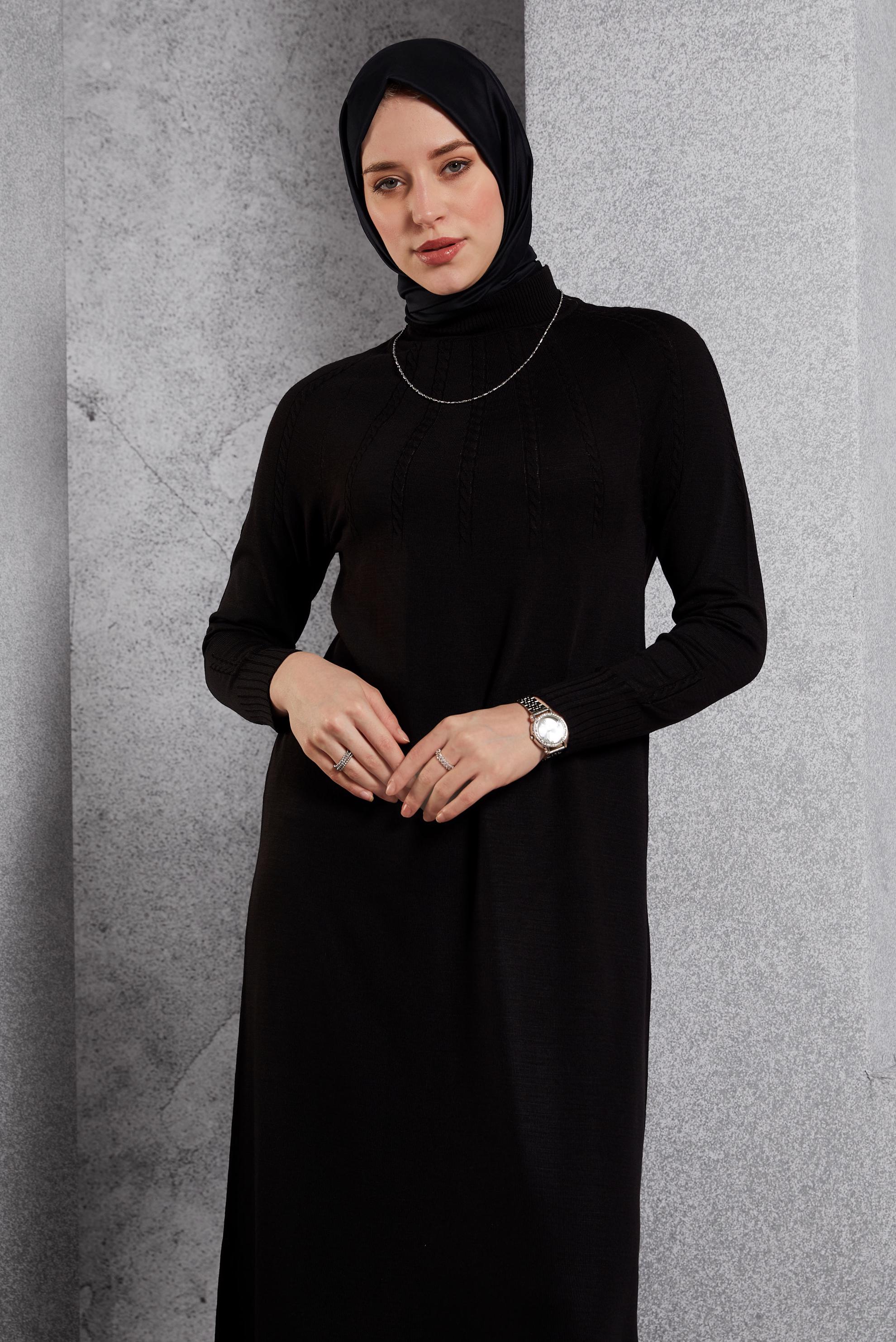 Vêtements hijab NOIR ROBE EN TRICOT 44968