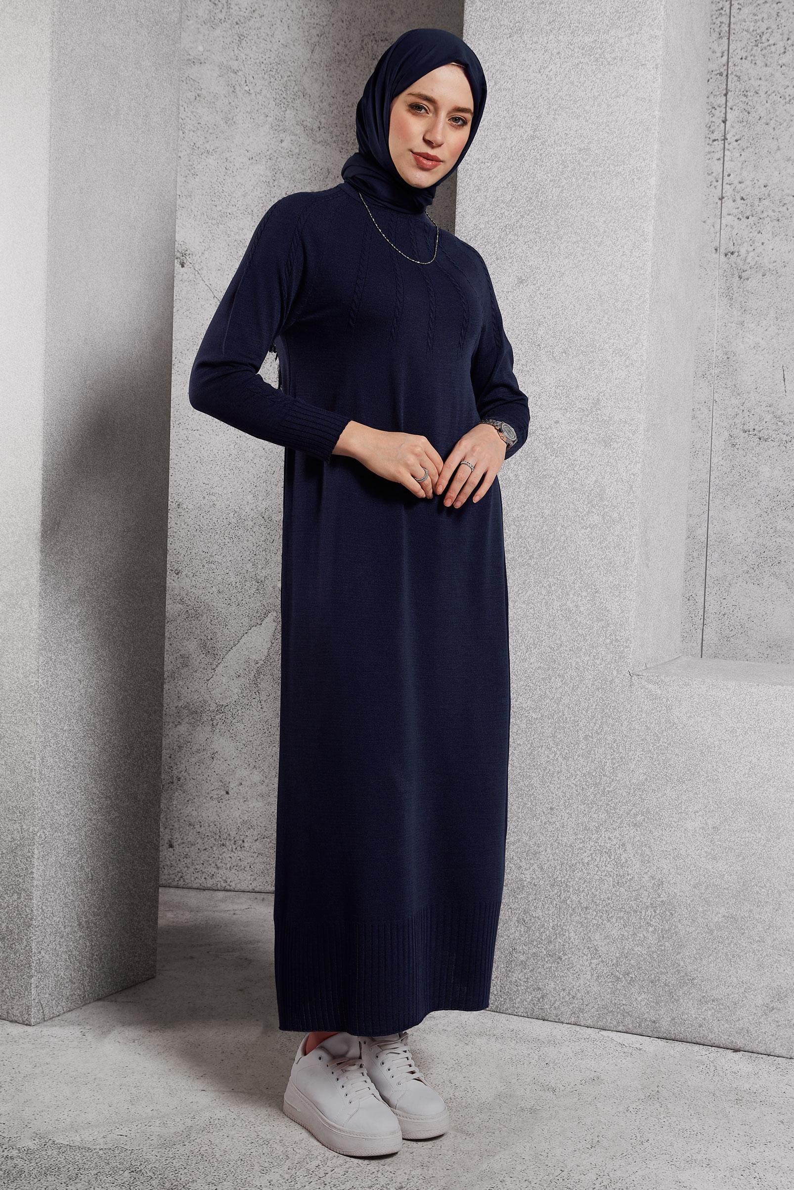 Vêtements hijab BLEU MARINE ROBE EN TRICOT 44968