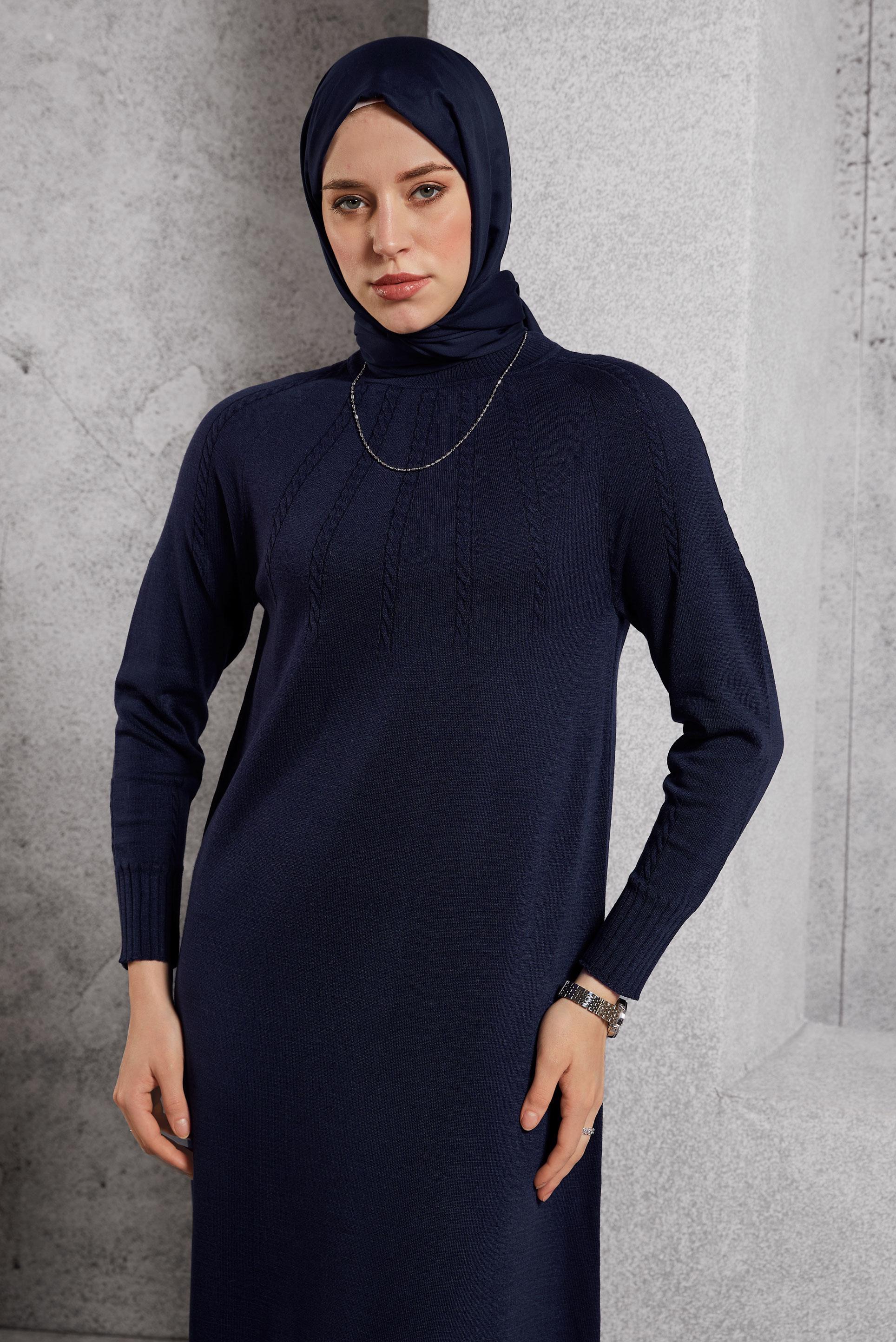 Vêtements hijab BLEU MARINE ROBE EN TRICOT 44968