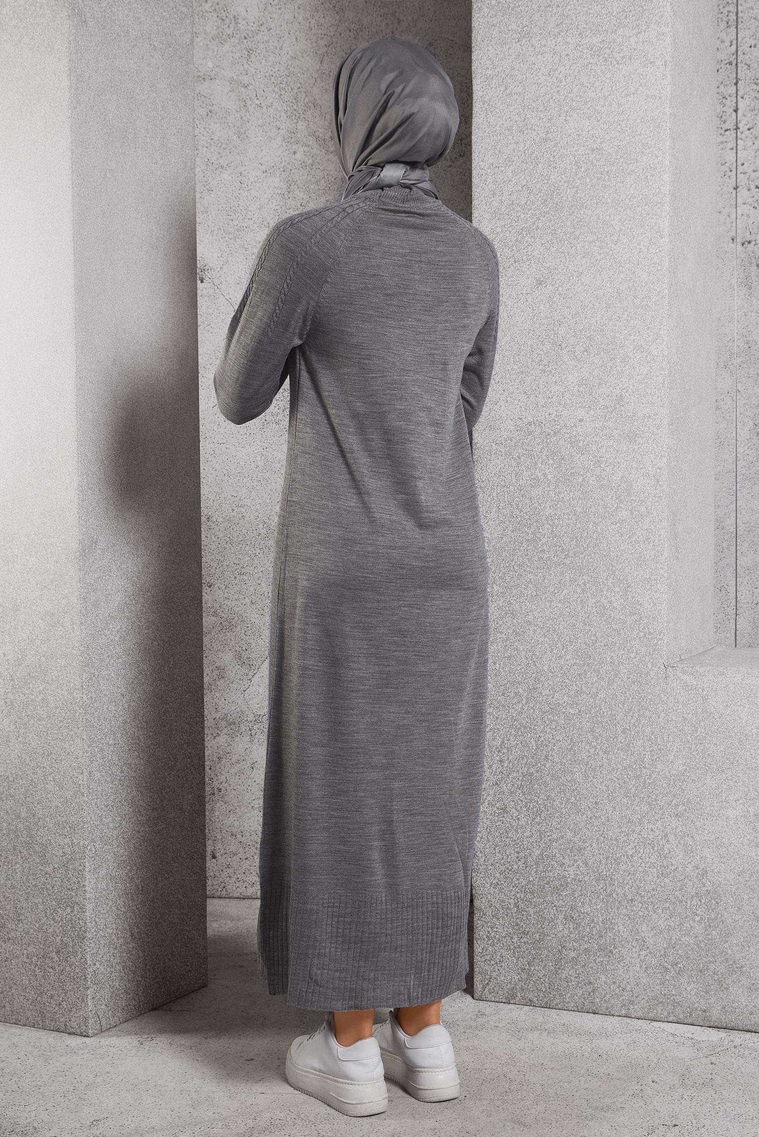 Vêtements hijab GRIS ROBE EN TRICOT 44968