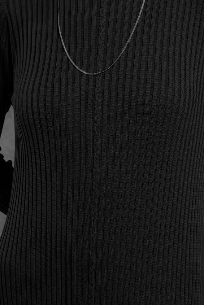Hijab clothing BLACK KNITWEAR DRESS 44970 - ALVİNA