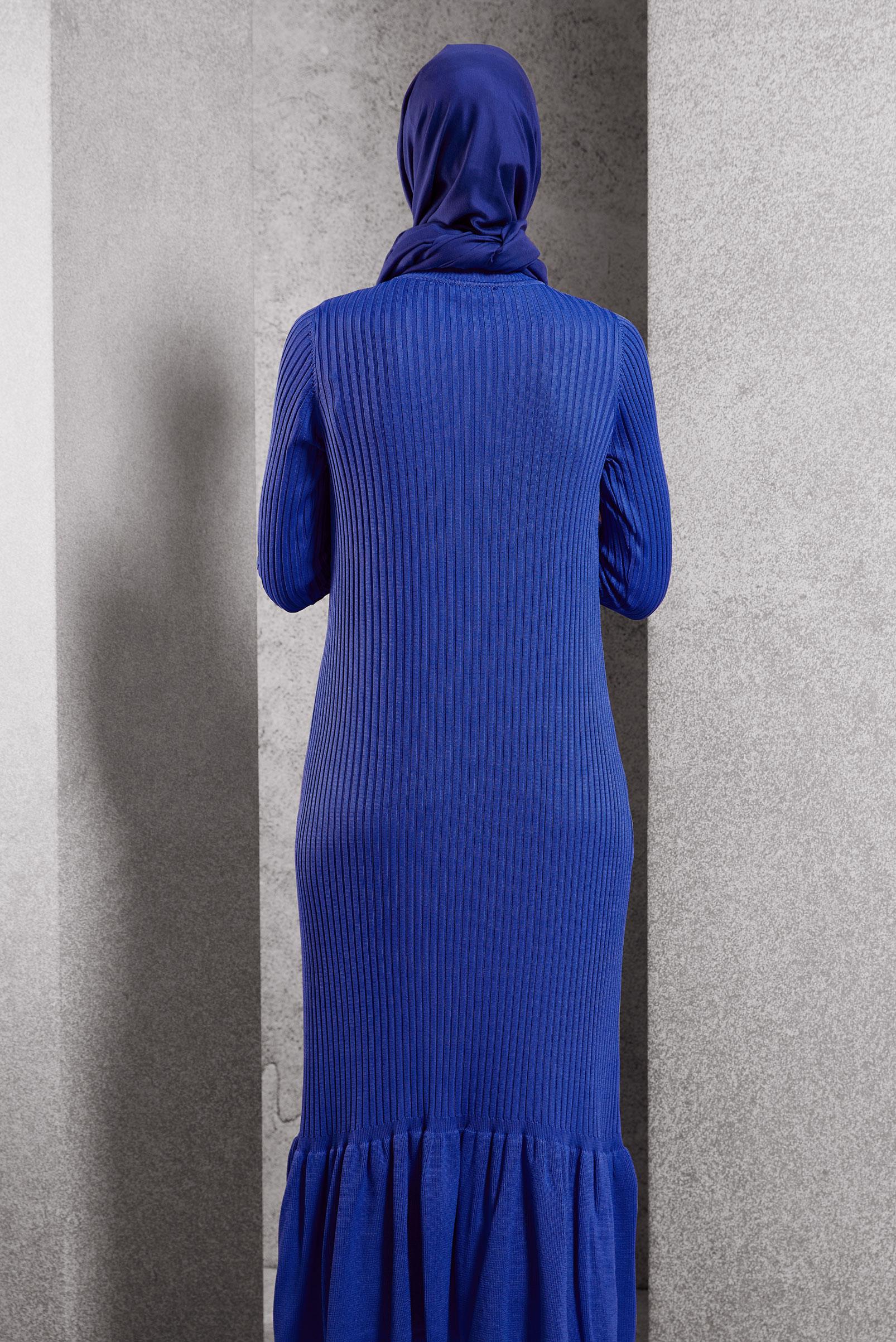 Tesettür giyim LACİVERT TRİKO ELBİSE 44970