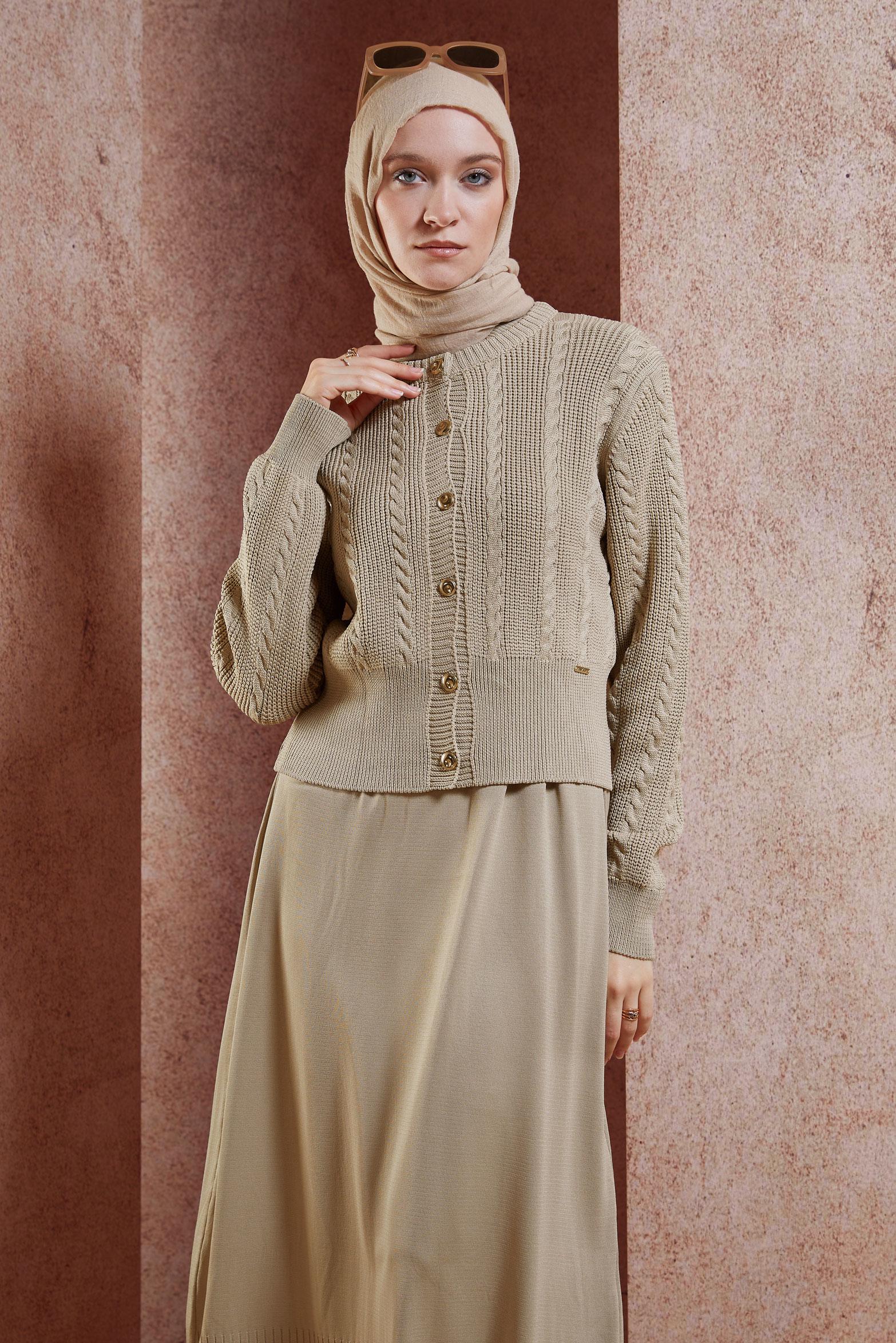 Vêtements hijab BEIGE COSTUME EN TRICOT 44973