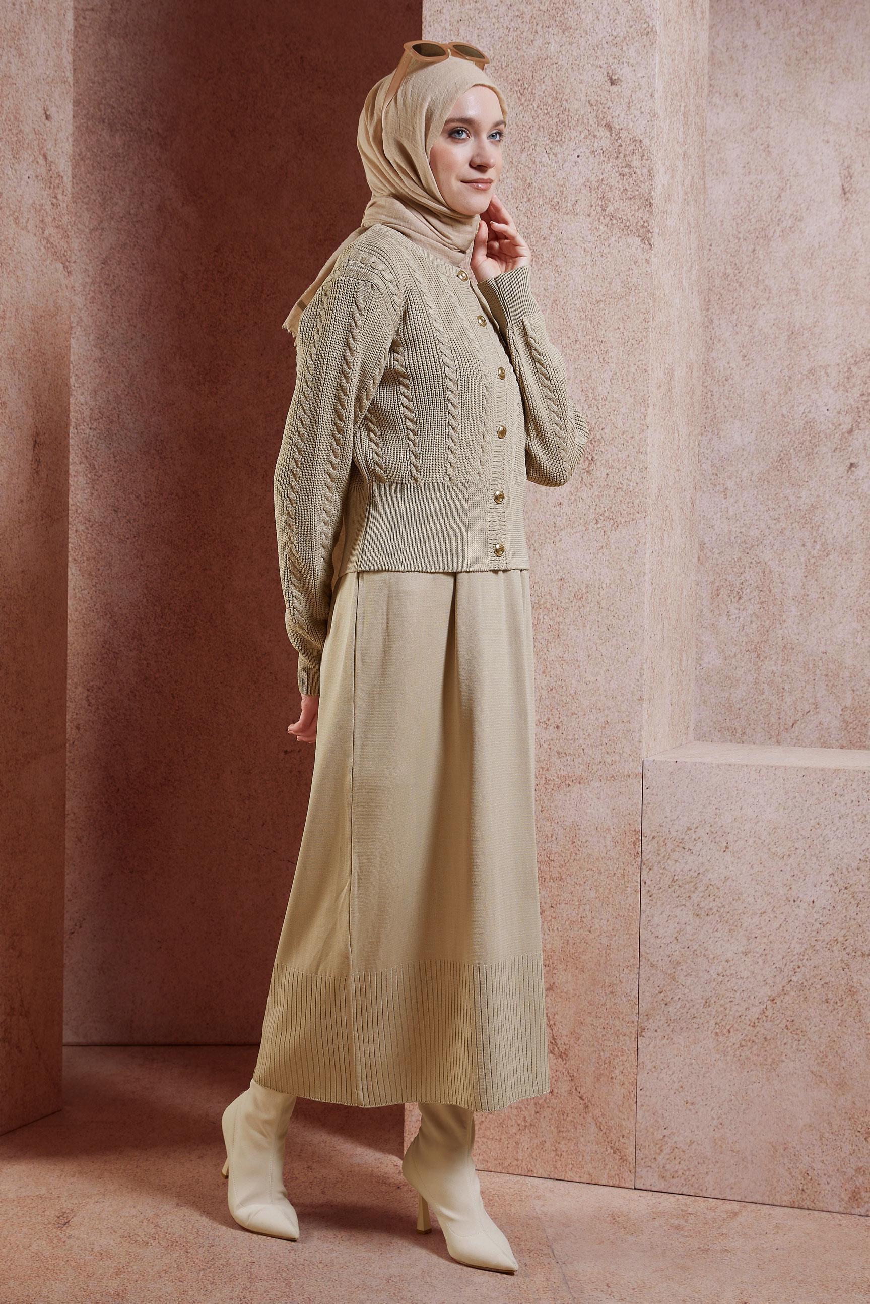 Vêtements hijab BEIGE COSTUME EN TRICOT 44973