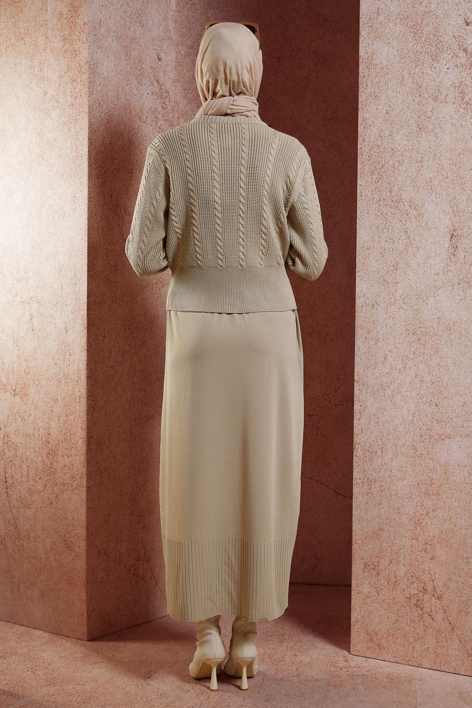 Vêtements hijab BEIGE COSTUME EN TRICOT 44973