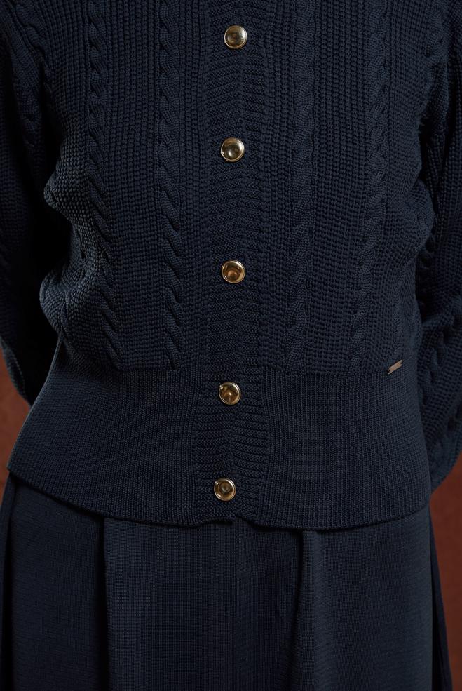 Tesettür giyim LACİVERT ELBİSELİ TRİKO TAKIM 44973 - ALVİNA