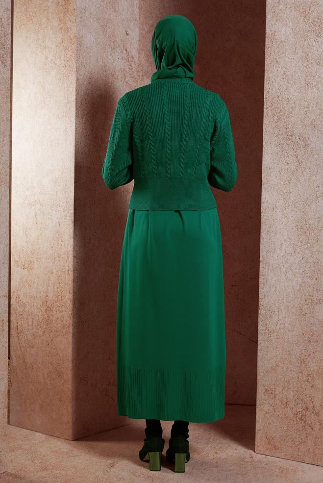 Tesettür giyim MAVİ ELBİSELİ TRİKO TAKIM 44973 - ALVİNA