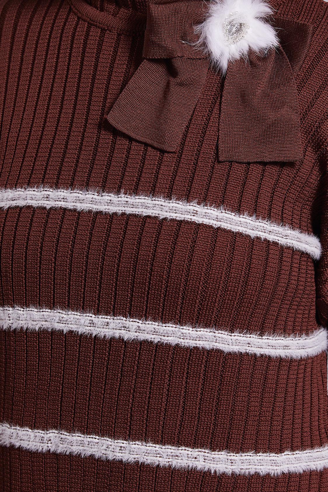 Tesettür giyim KAHVE BROŞ DETAYLI TRİKO ELBİSE 44974