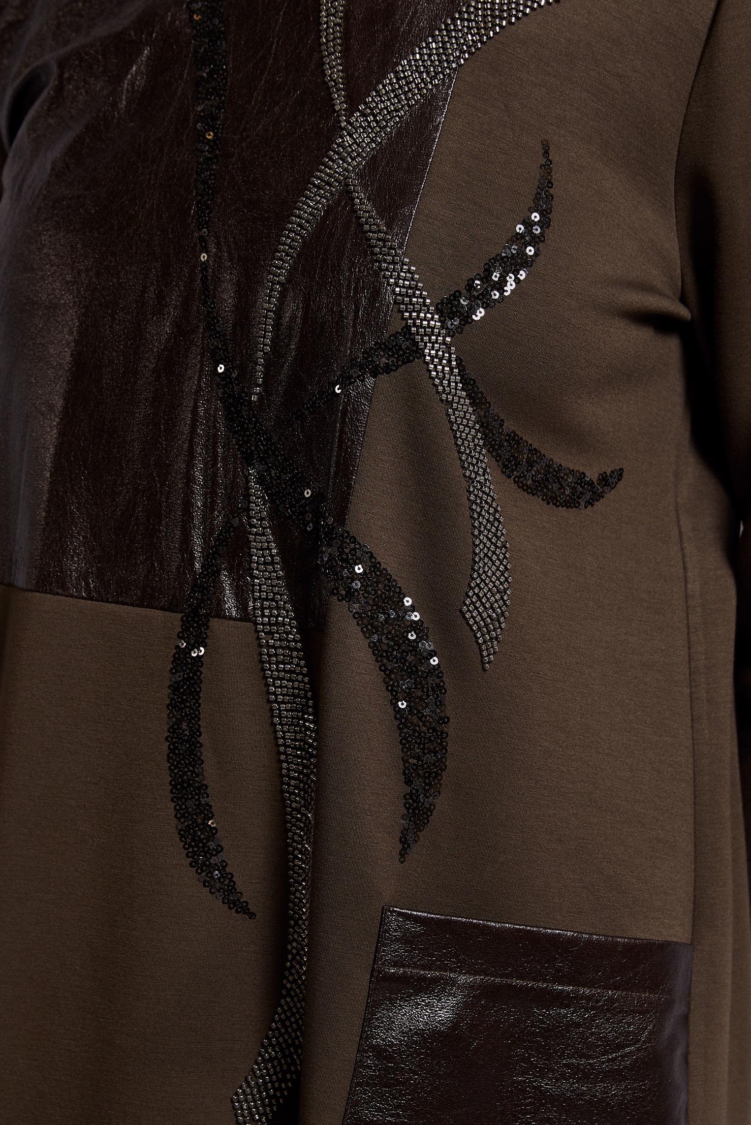 Vêtements hijab BRUN ROBE MODESTE BRODÉE DE PIERRES PRÉCIEUSES 45058