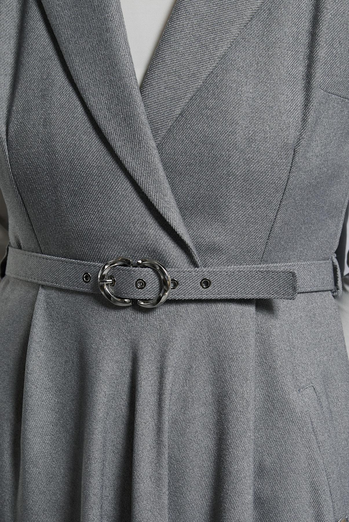 Tesettür giyim GRİ KEMERLİ JİLE ELBİSE 45071