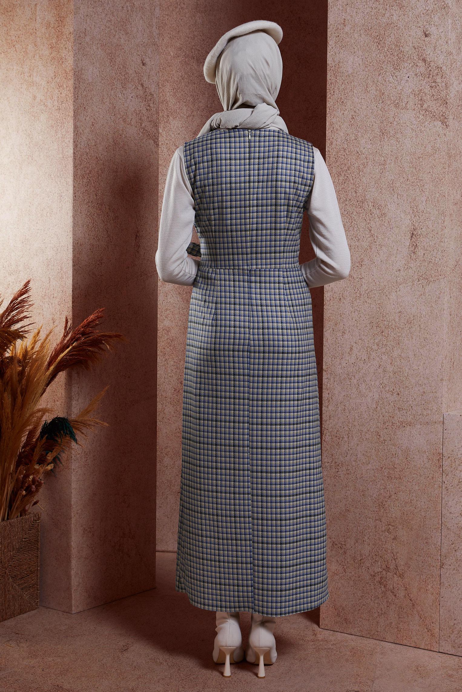 Vêtements hijab BLEU ROBE SALOPETTE NOUÉE 45072