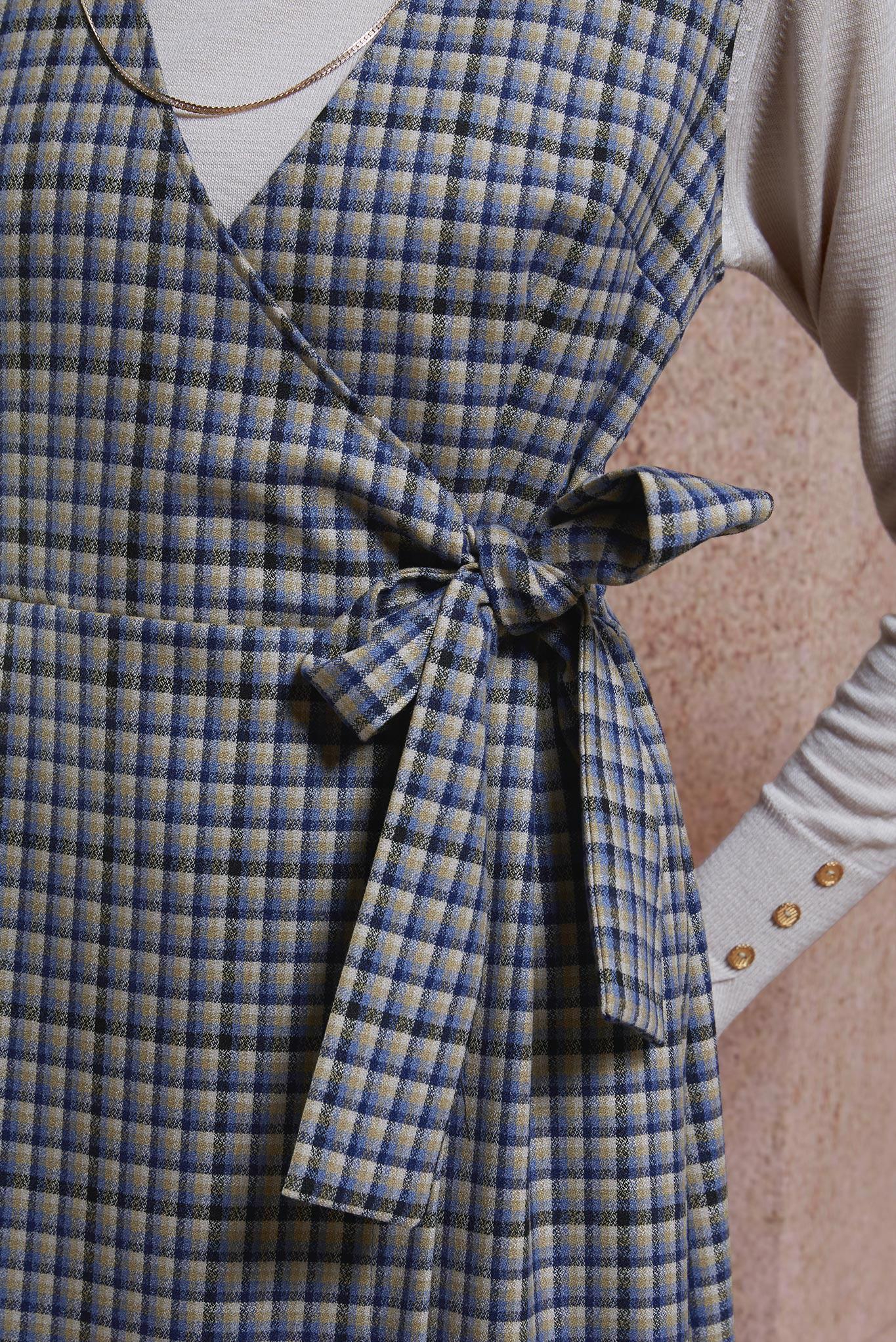 Vêtements hijab BLEU ROBE SALOPETTE NOUÉE 45072