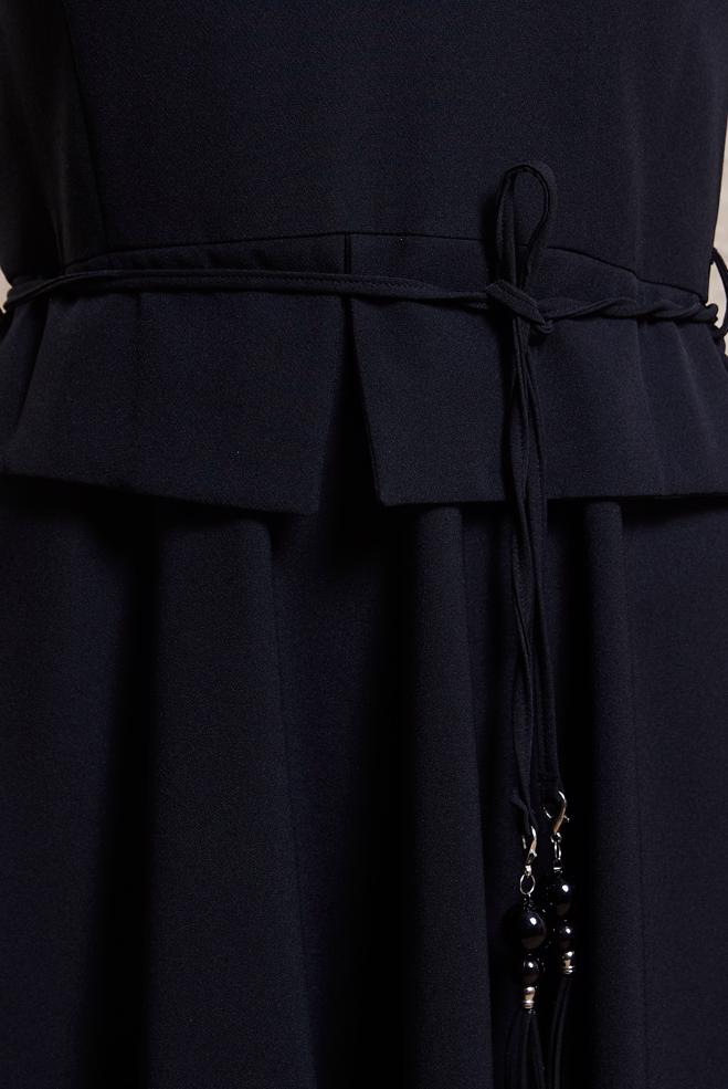 Vêtements hijab NOIR ROBE SALOPETTE À TAILLE NOUÉE 45074 - ALVİNA