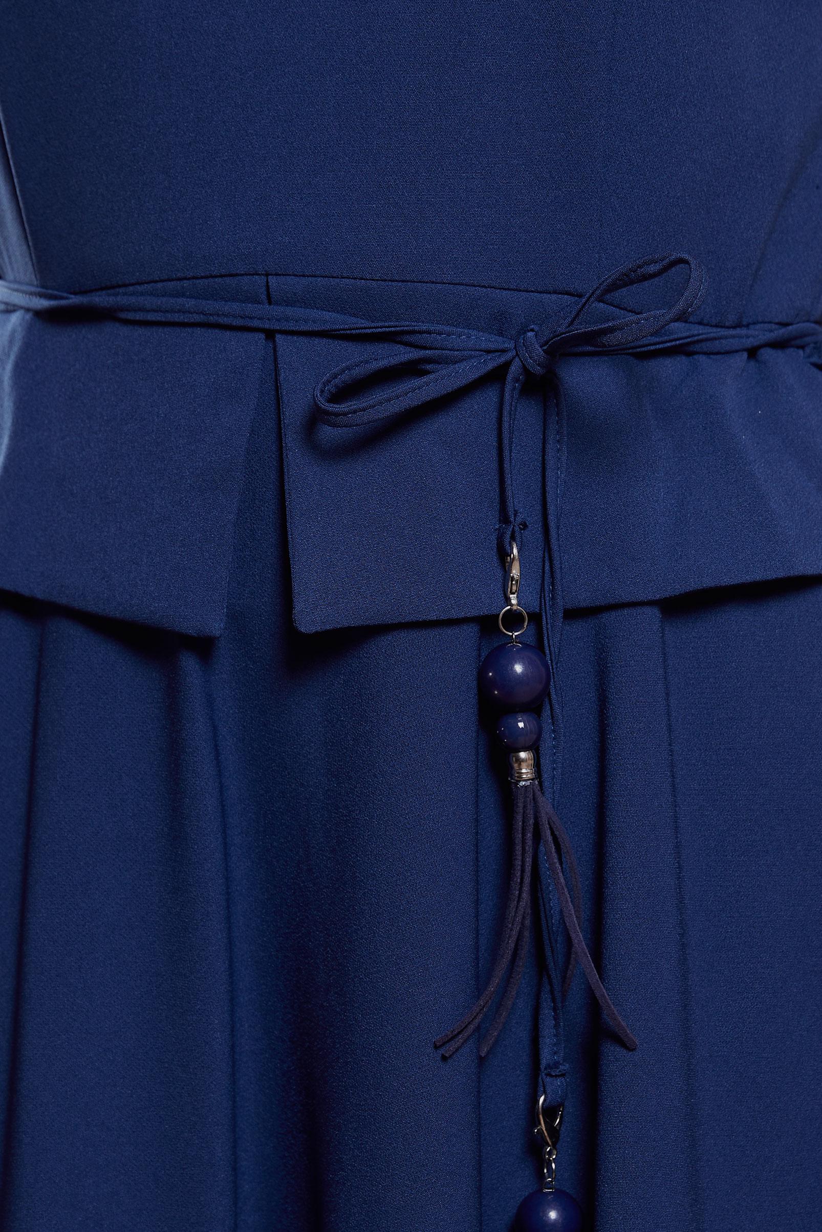 Tesettür giyim LACİVERT BELİ BAĞCIKLI JİLE ELBİSE 45074