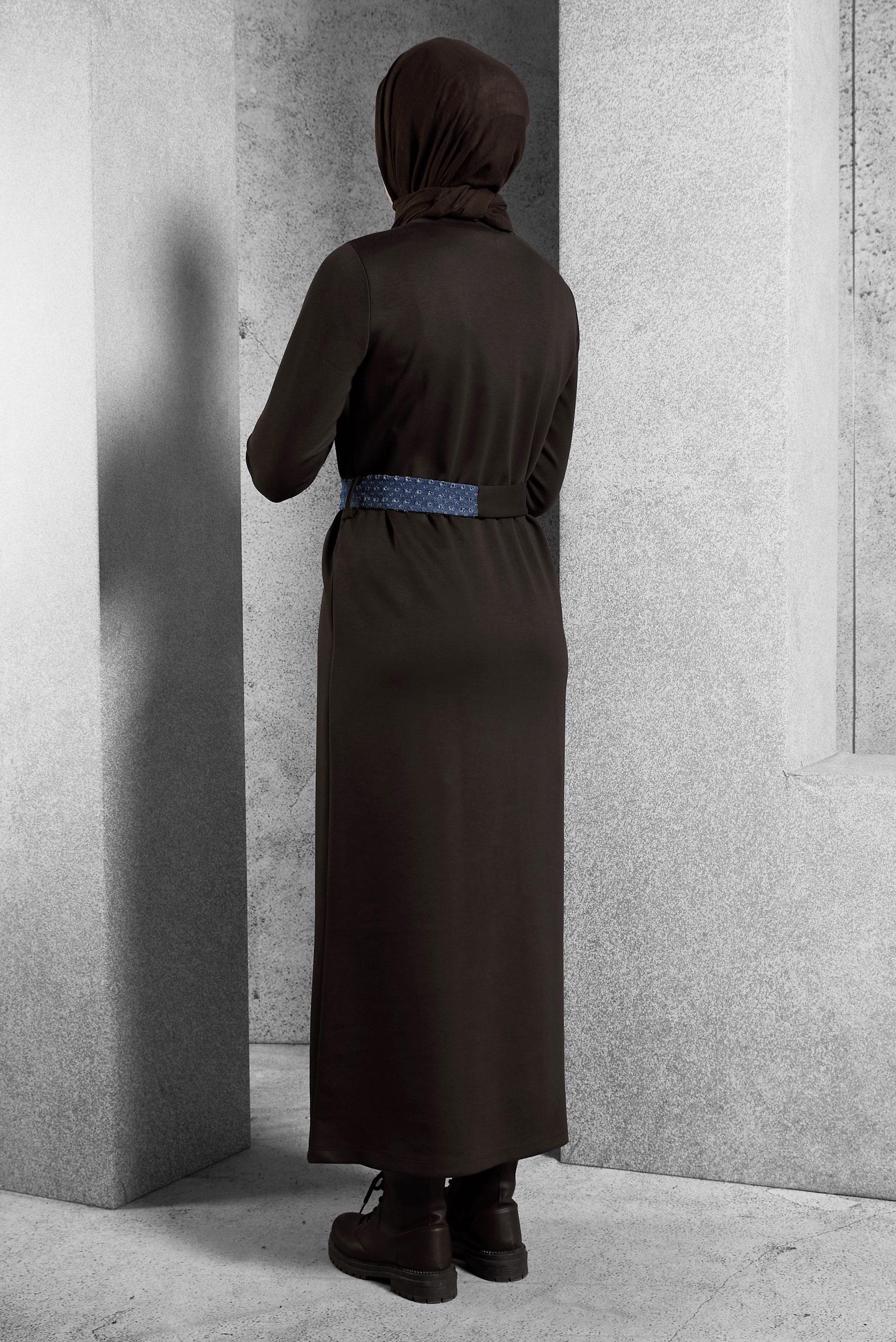 Vêtements hijab BRUN ROBE CEINTURE 45106