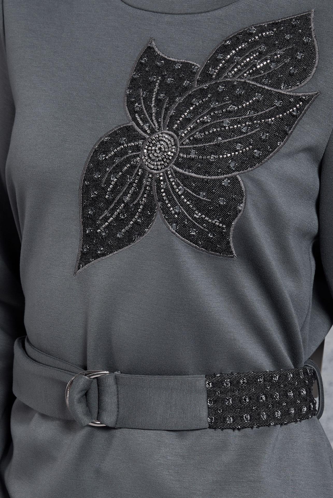 Vêtements hijab GRIS ROBE CEINTURE 45106