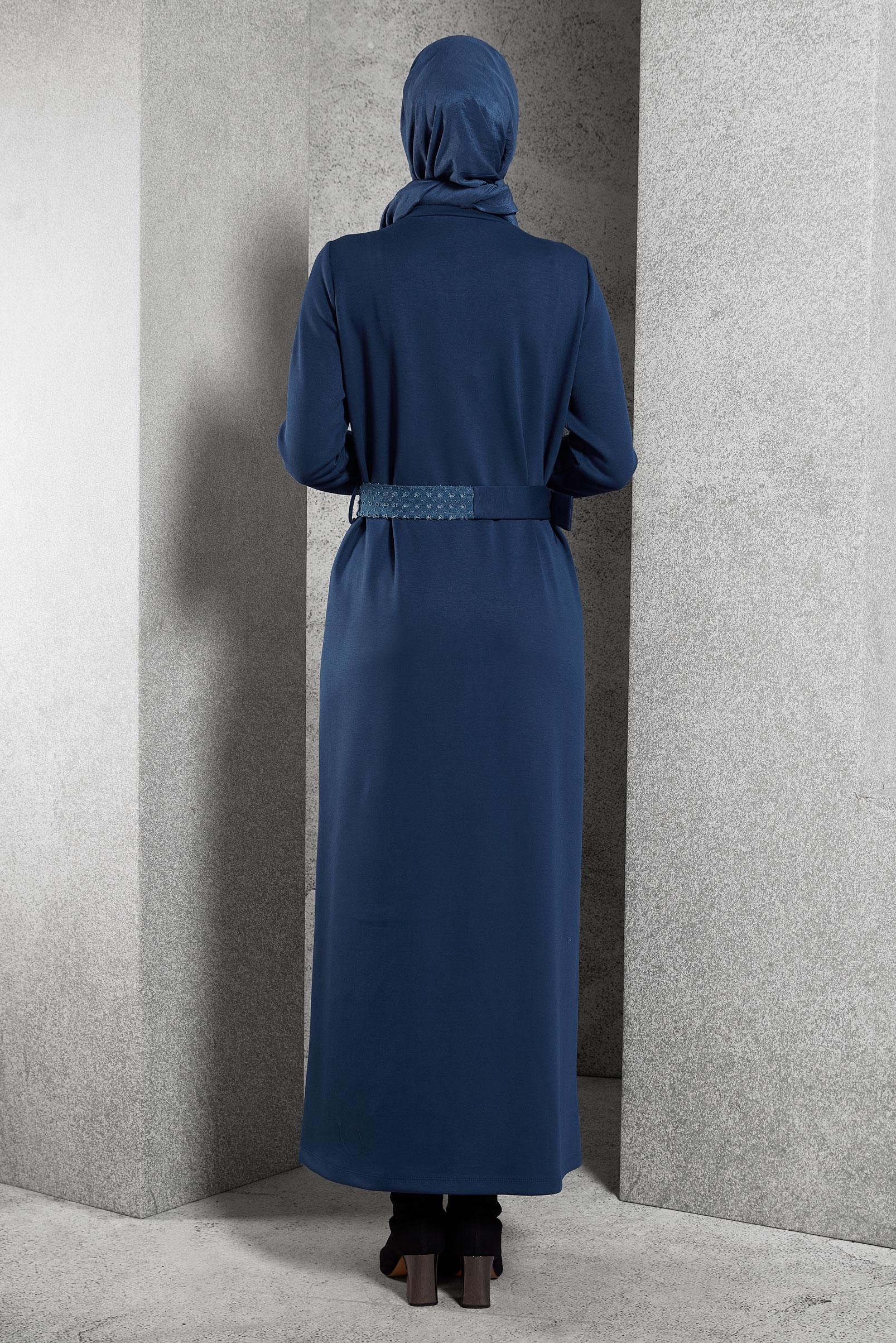 Vêtements hijab BLEU MARINE ROBE CEINTURE 45106