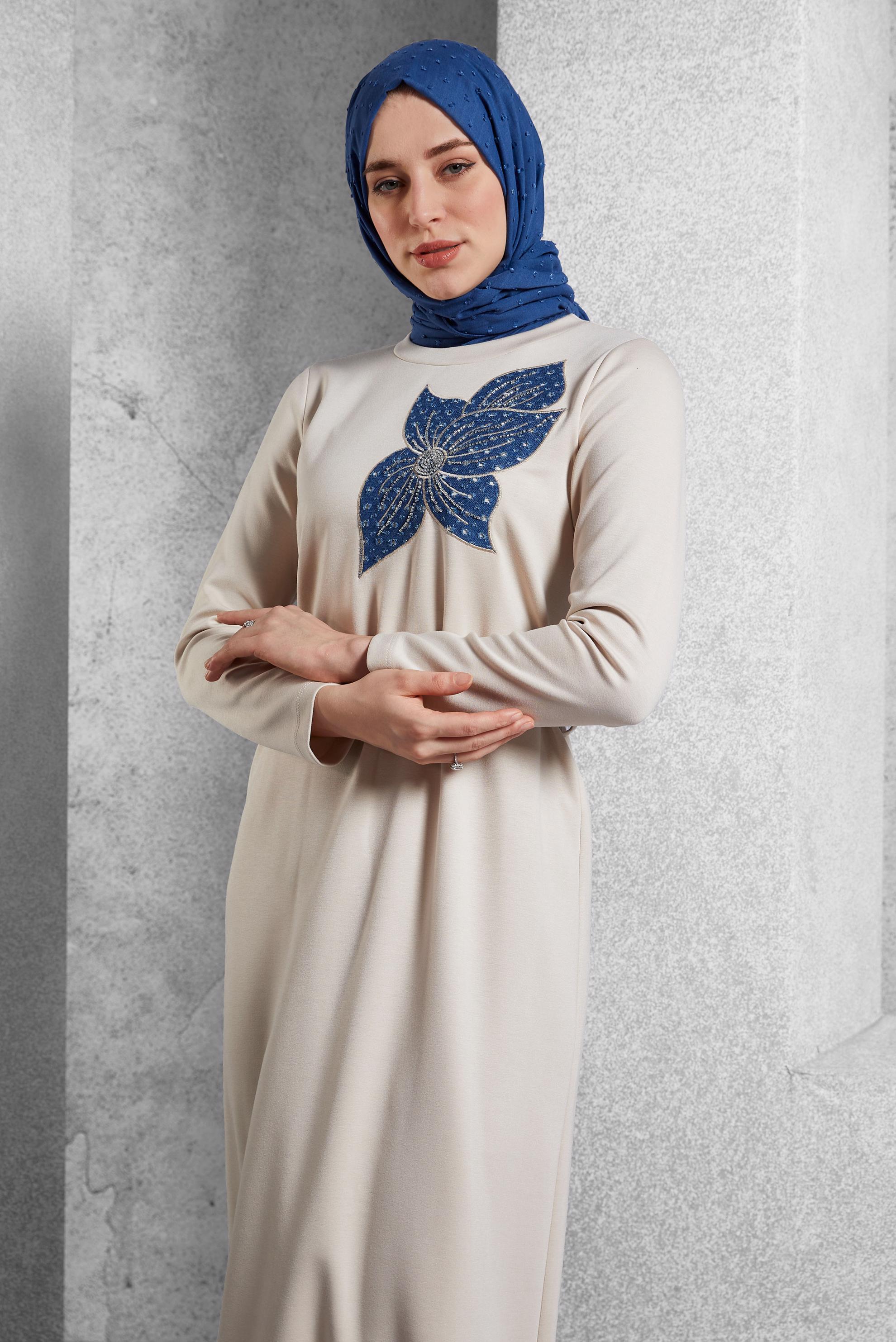 Vêtements hijab ÉCRUE ROBE CEINTURE 45106