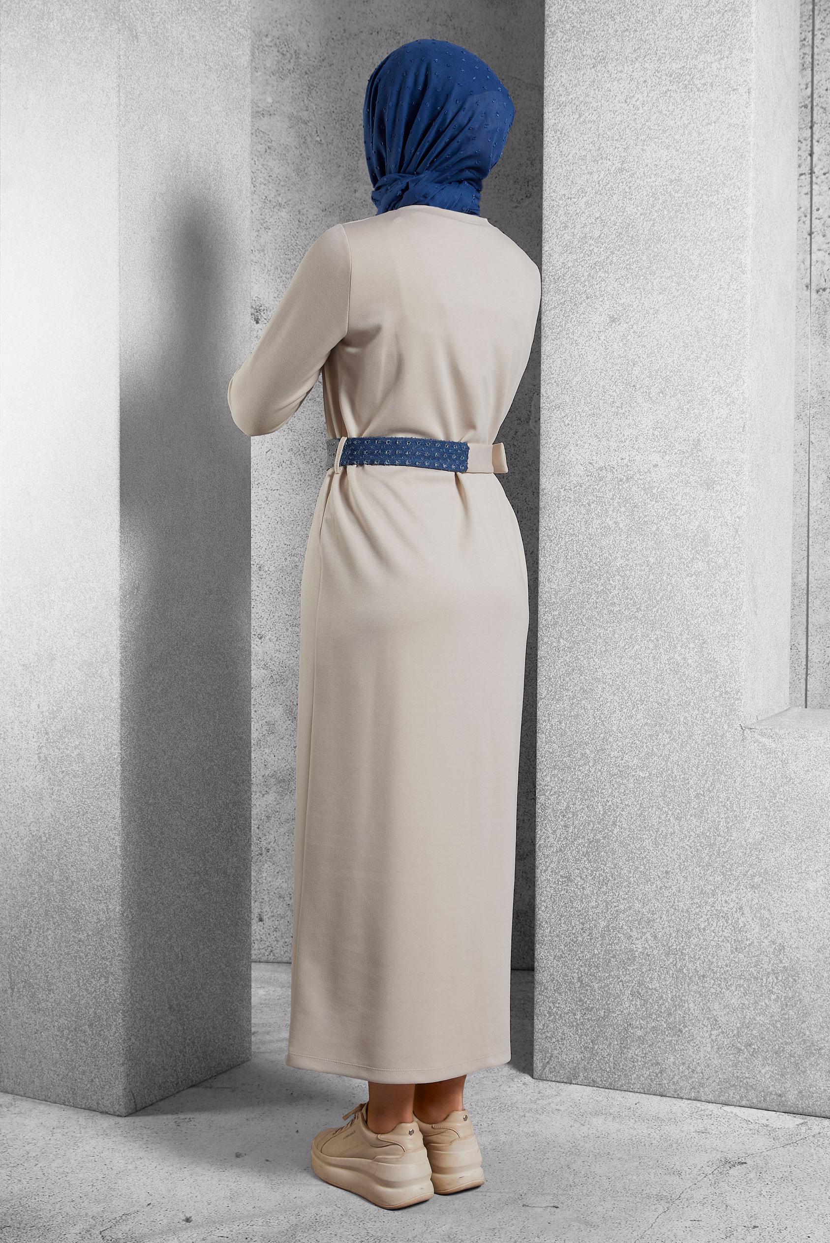 Vêtements hijab ÉCRUE ROBE CEINTURE 45106