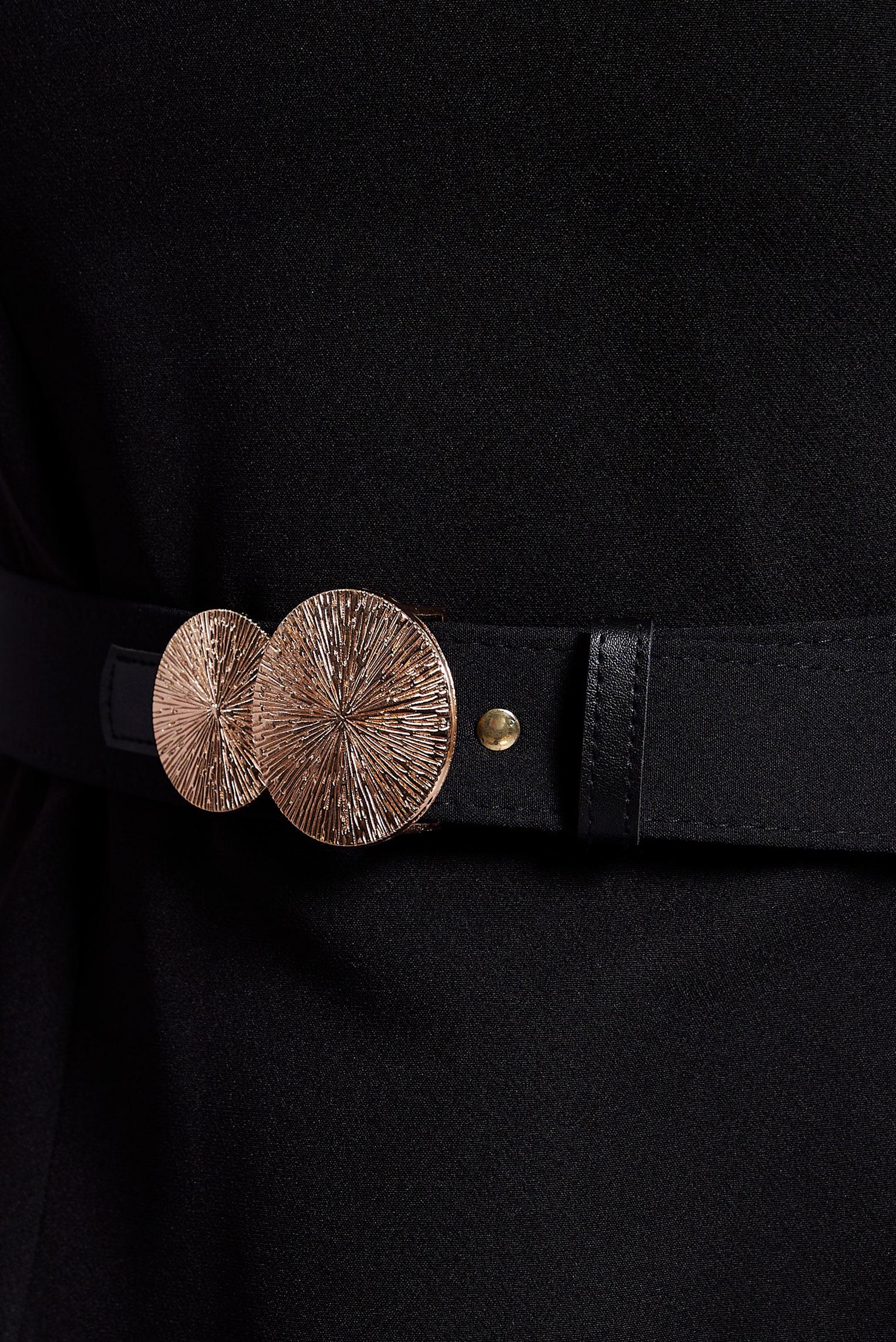 Tesettür giyim SİYAH KEMERLİ TESETTÜR ELBİSE 45121