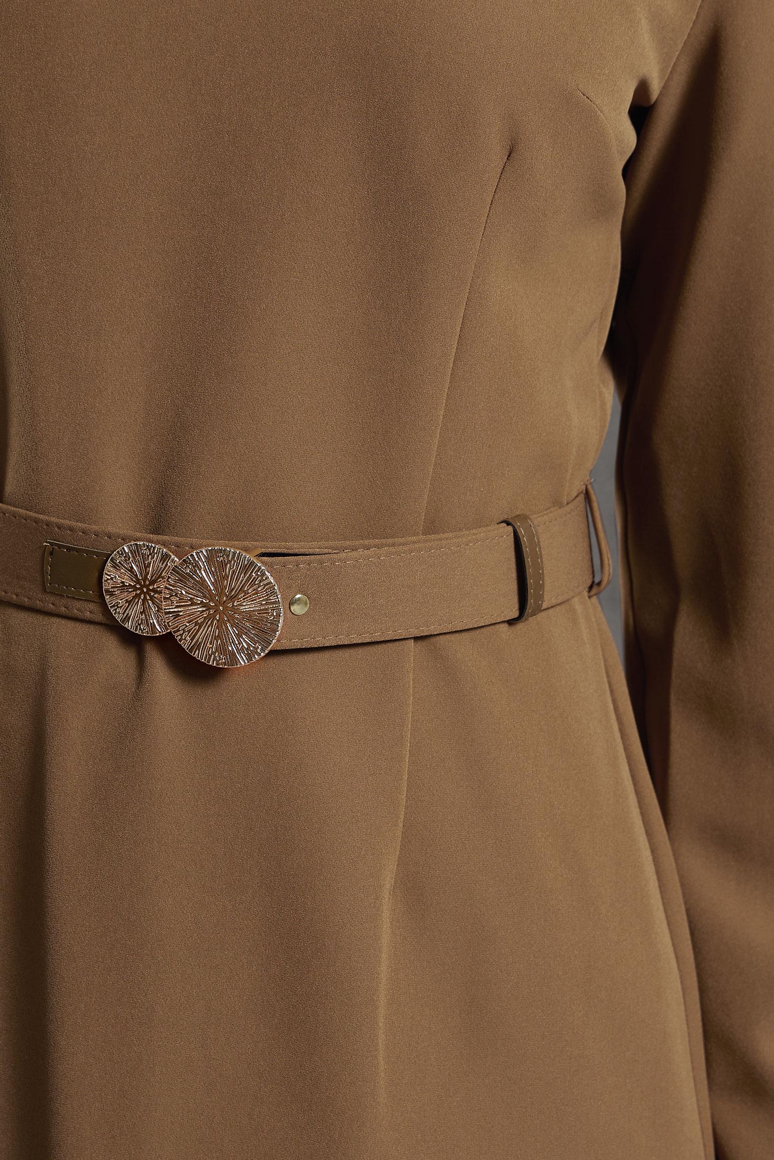 Tesettür giyim TABA KEMERLİ TESETTÜR ELBİSE 45121