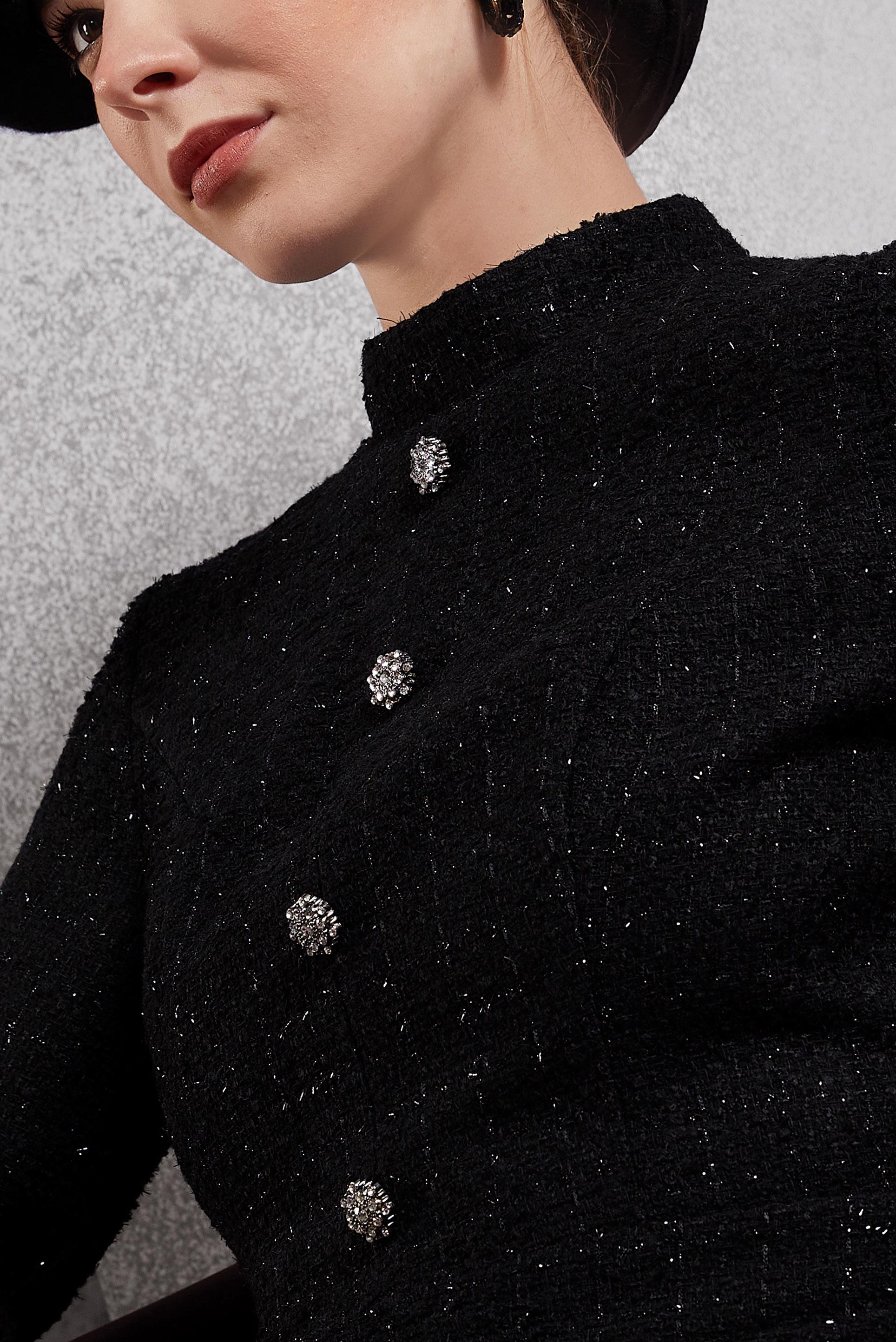 Tesettür giyim SİYAH DÜĞME DETAYLI TÜVİT ELBİSE 45122