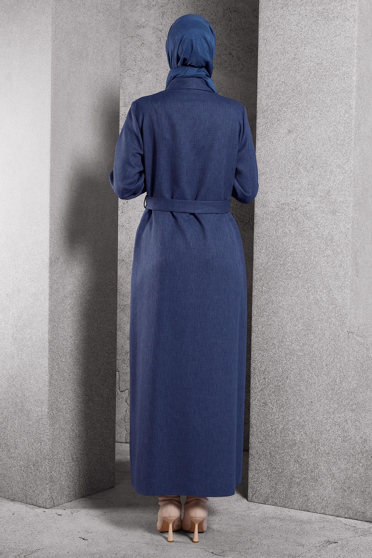 Hijab clothing NAVY BLUE BELTED DRESS 45123