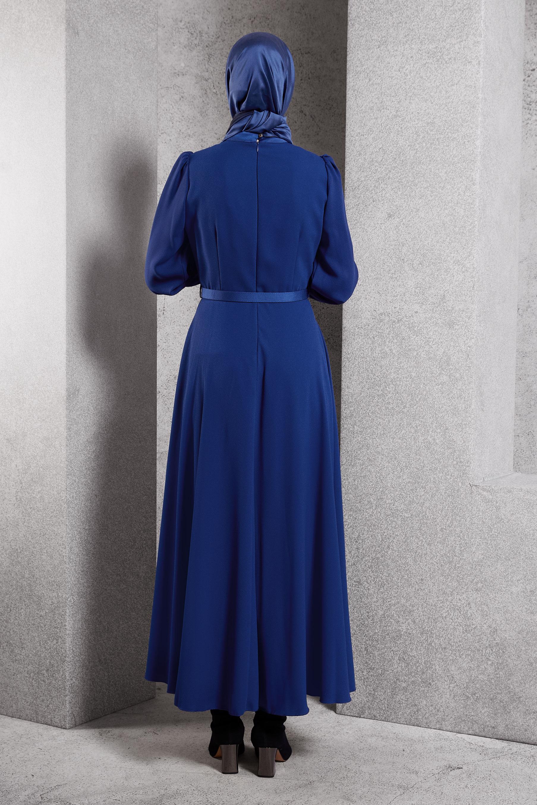 Vêtements hijab BLEU MARINE ROBE CEINTURÉE 45137