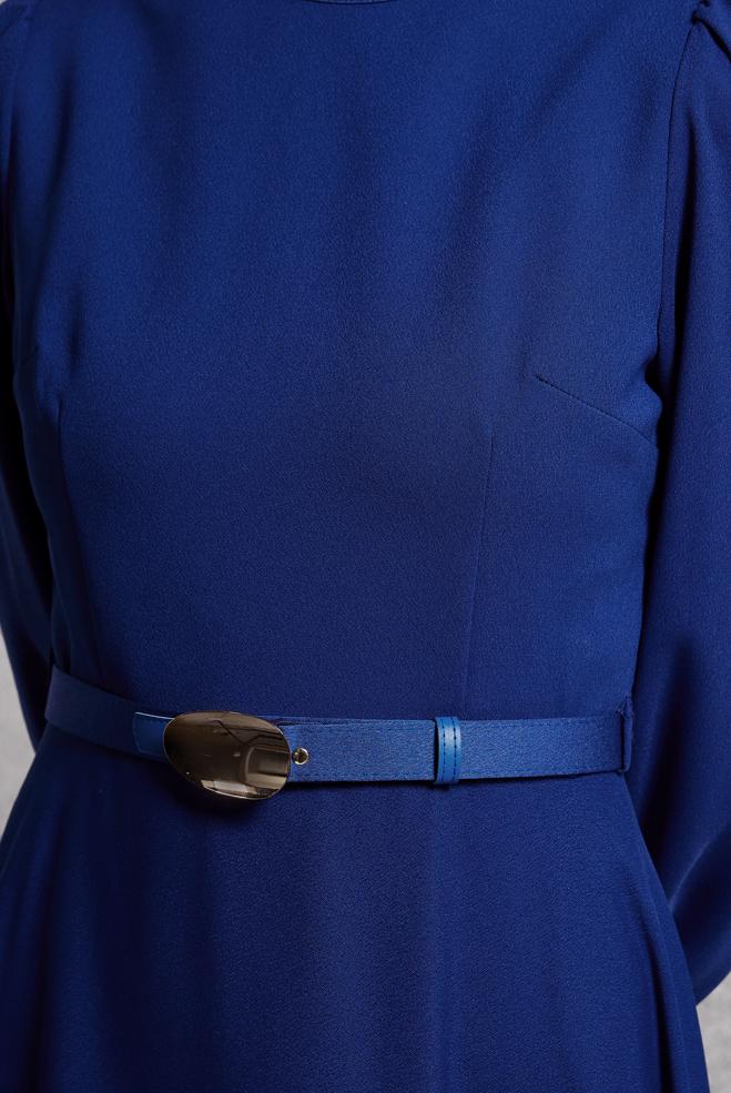 Vêtements hijab BLEU MARINE ROBE CEINTURÉE 45137 - ALVİNA