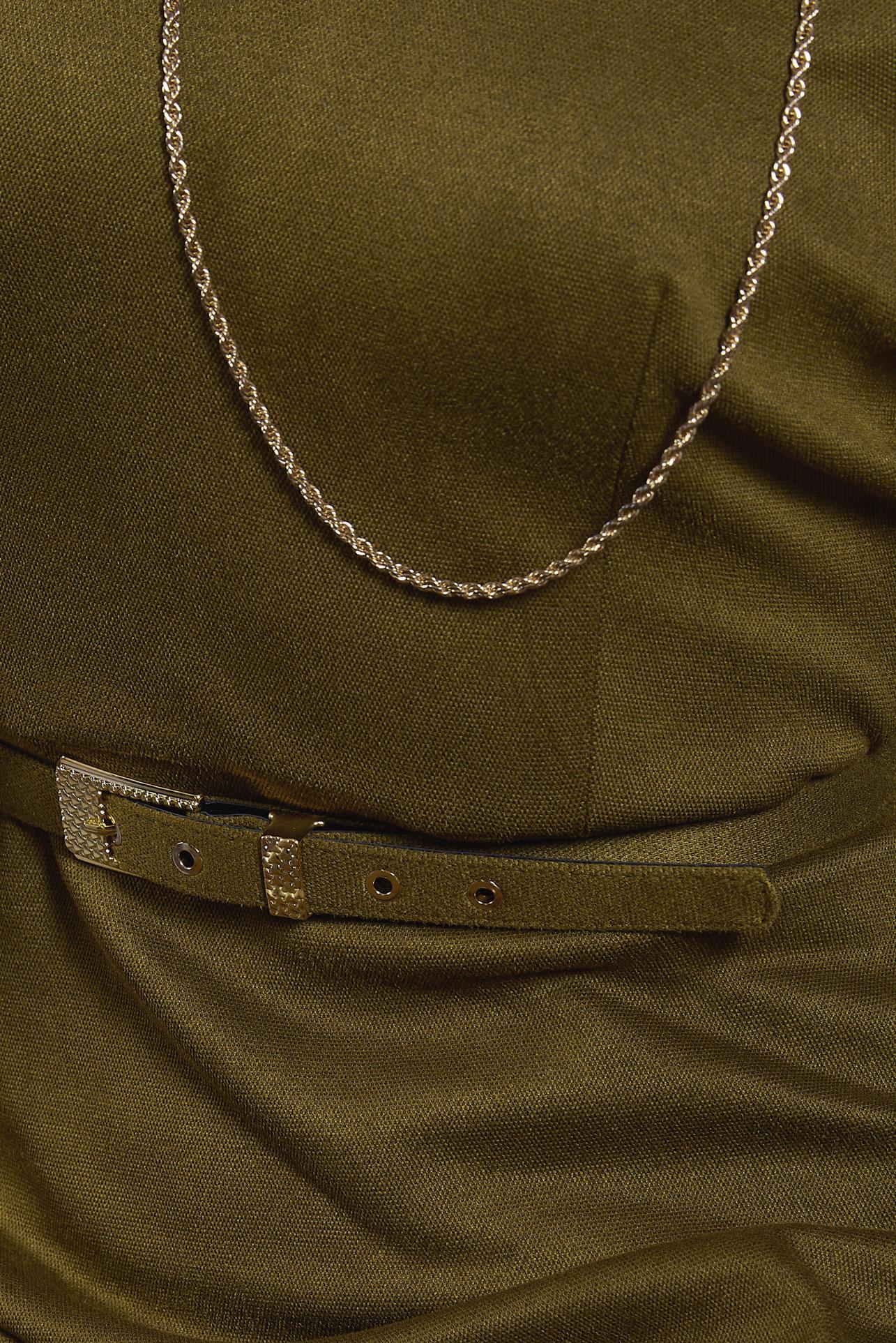 Tesettür giyim YEŞİL KEMERLİ ELBİSE 45146