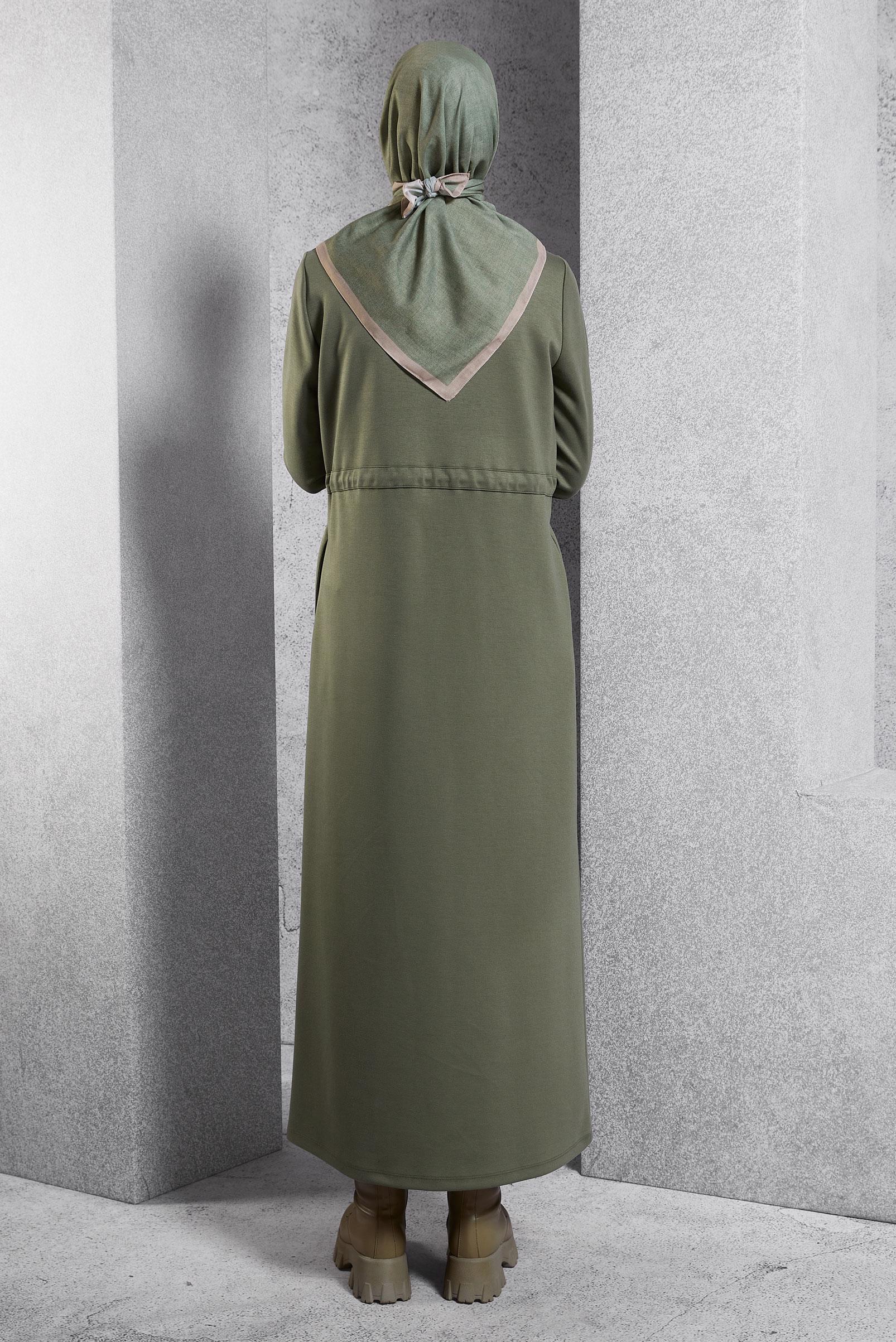 Vêtements hijab KAKI ROBE À CEINTURE NOUÉE 45164