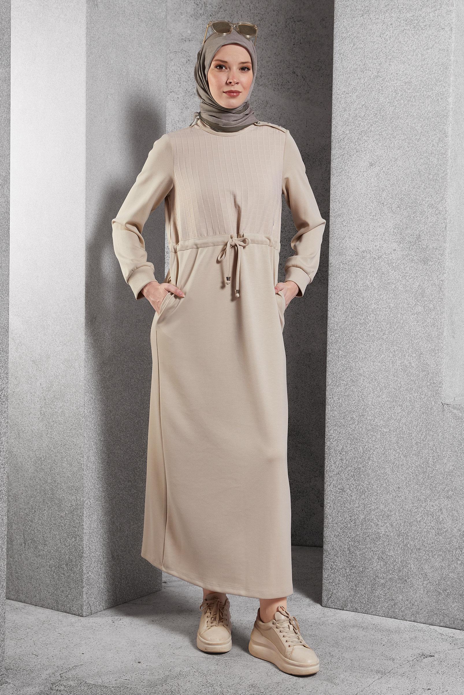 Vêtements hijab ÉCRUE ROBE À CEINTURE NOUÉE 45164