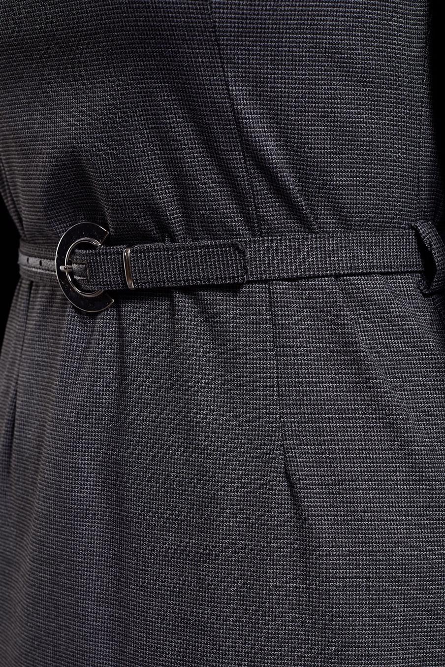 Tesettür giyim GRİ GÖMLEK YAKA ELBİSE 45173