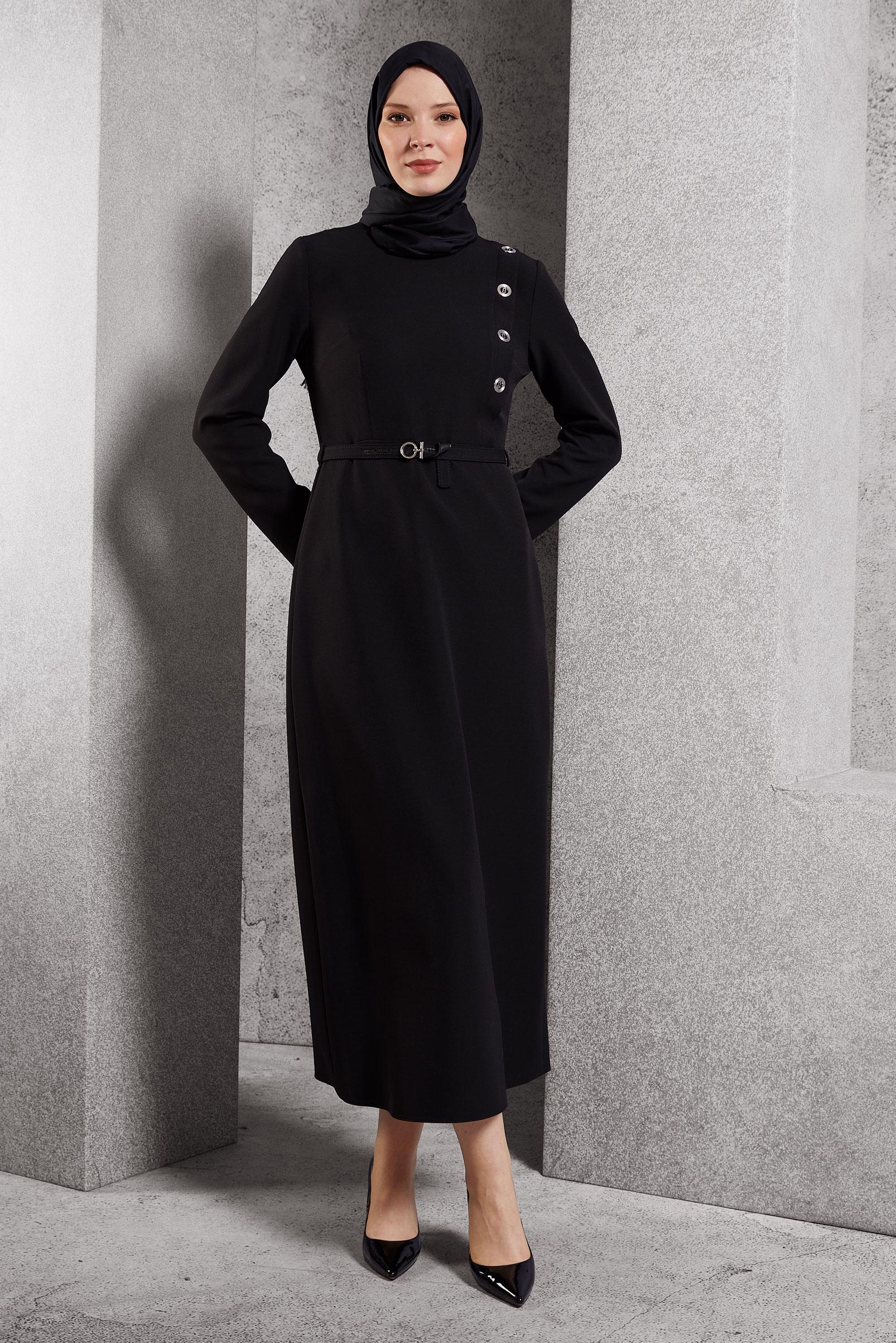 Vêtements hijab NOIR ROBE CEINTURE 45189