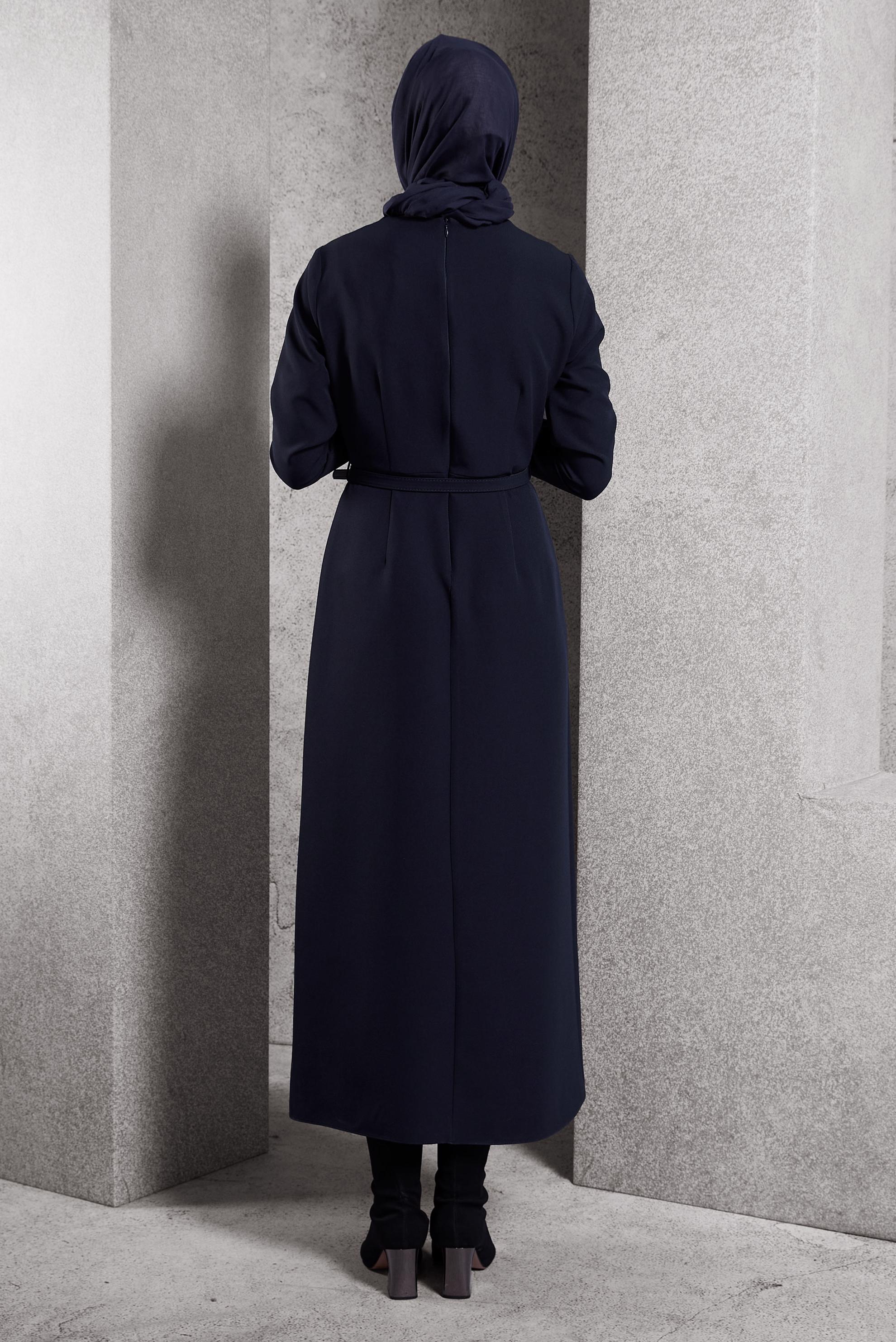 Vêtements hijab BLEU MARINE ROBE CEINTURE 45189